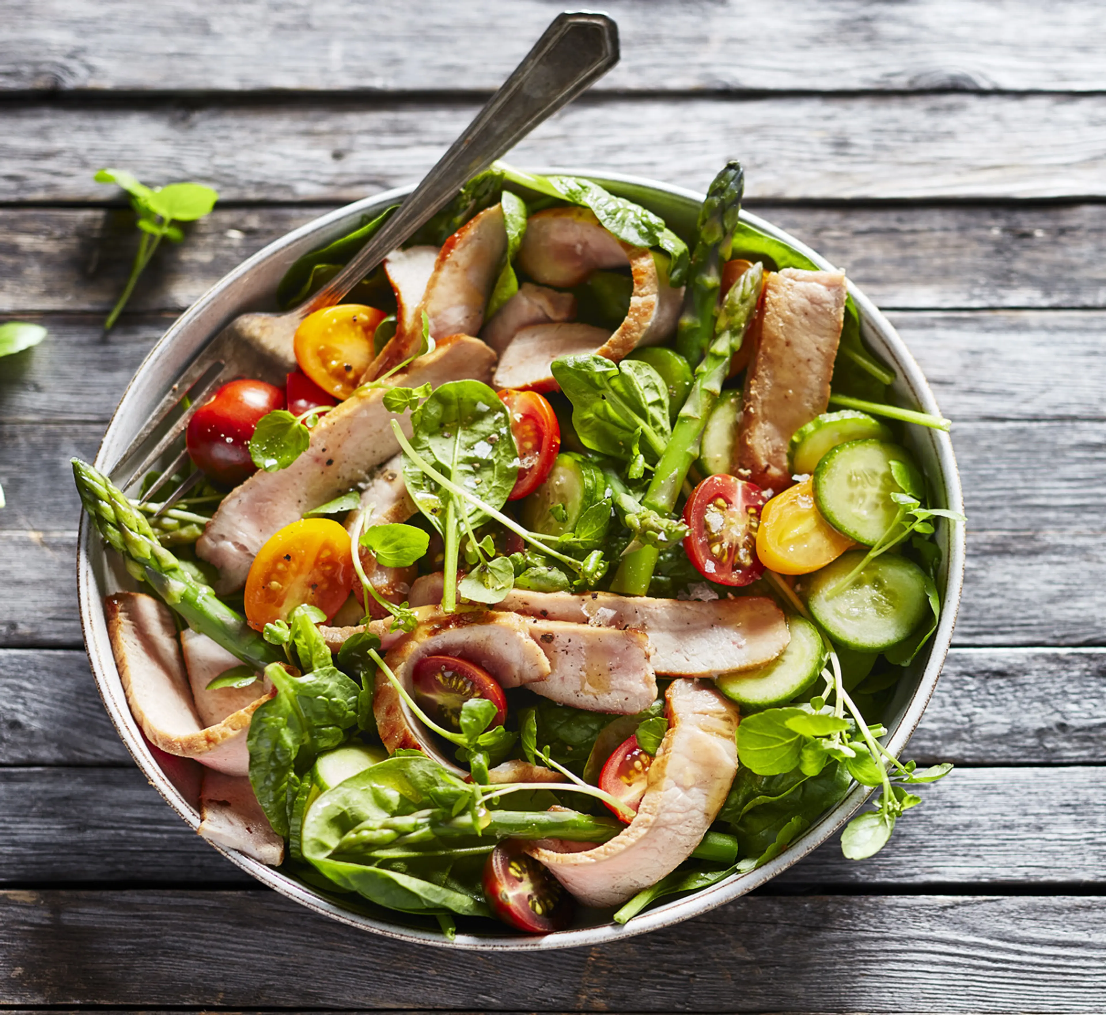 Salade de porc miel et moutarde