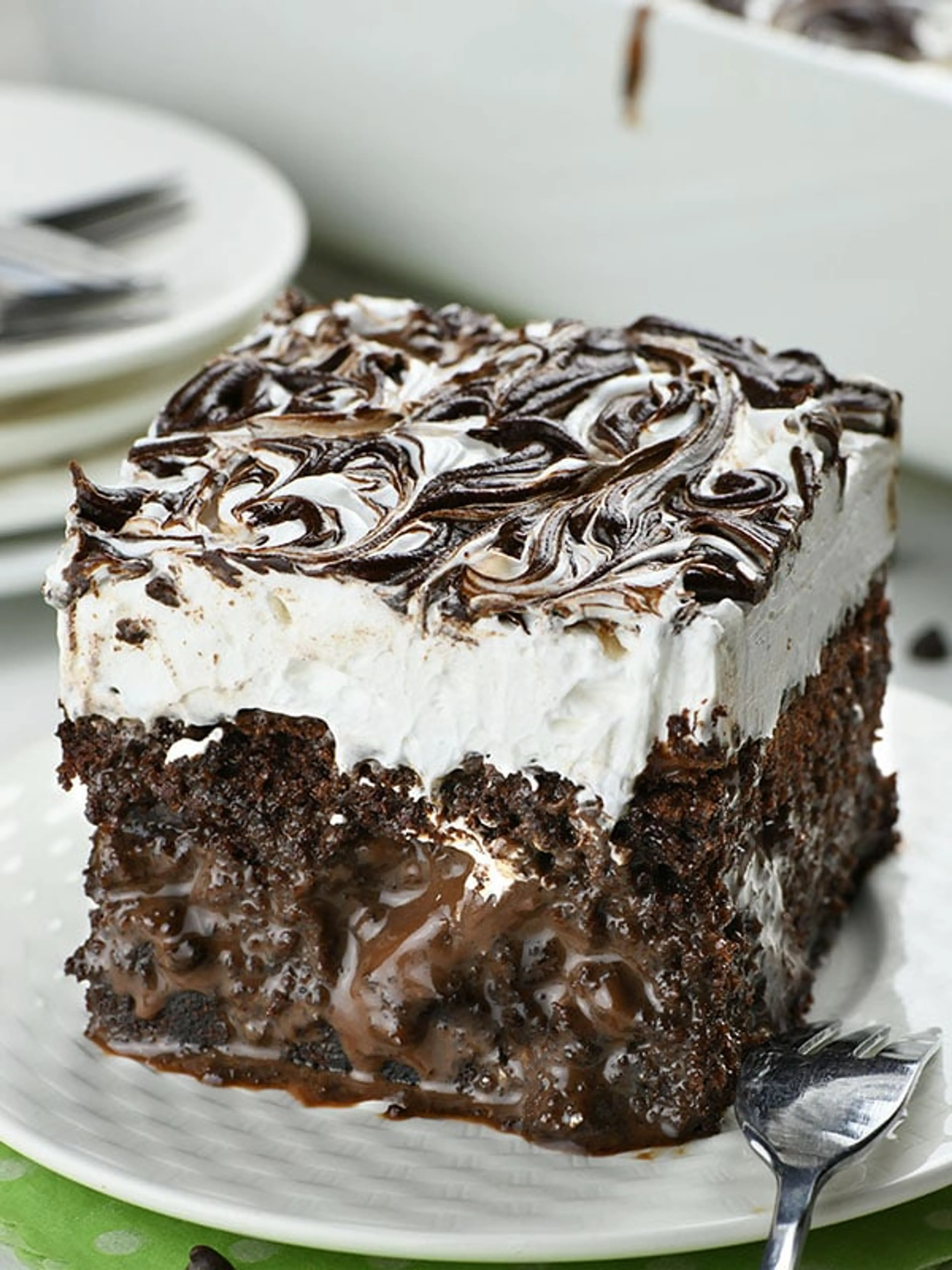 Marshmallow Chocolate Poke Cake