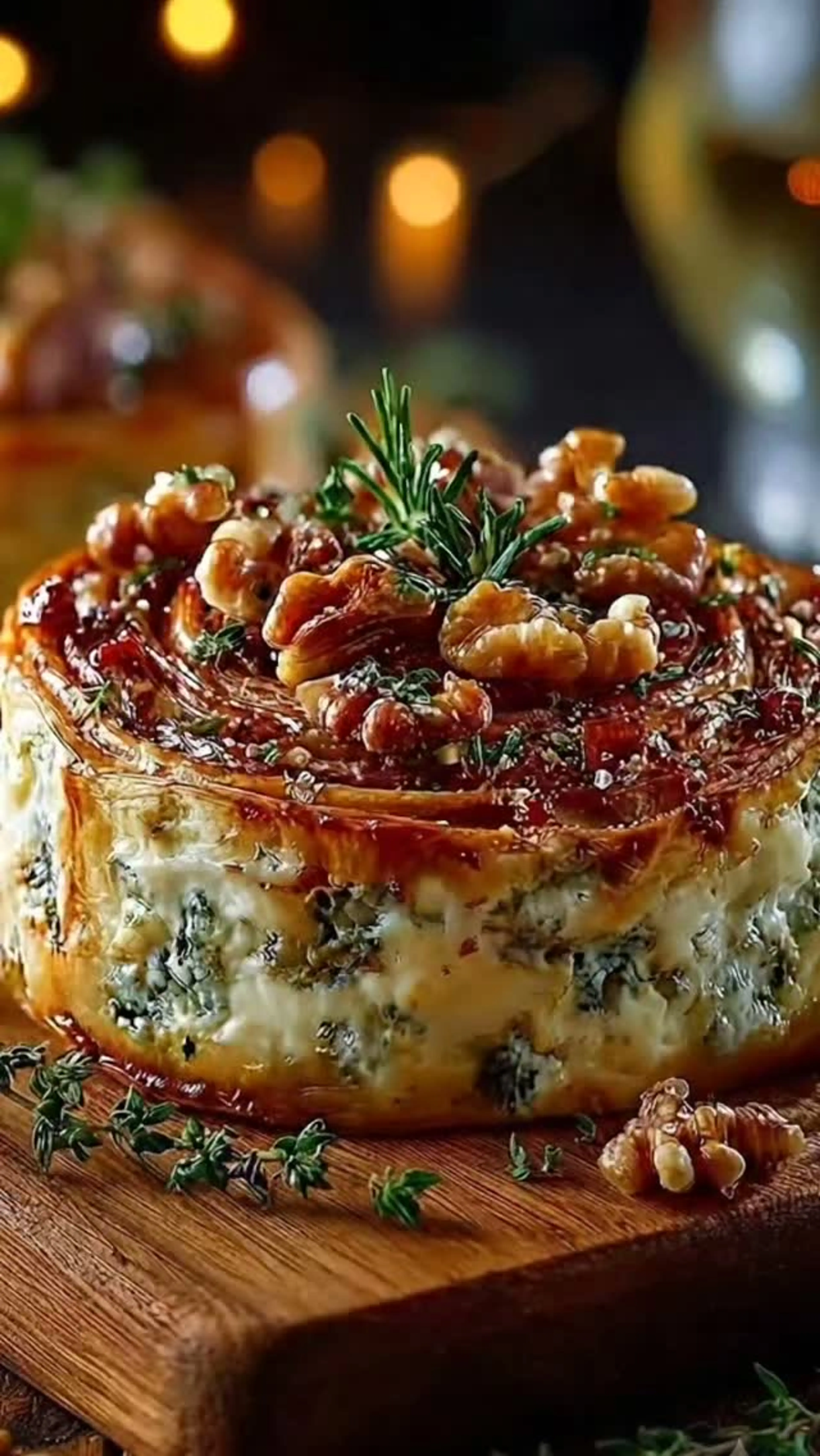 Baked Blue Cheese Wheel with Honey Walnuts