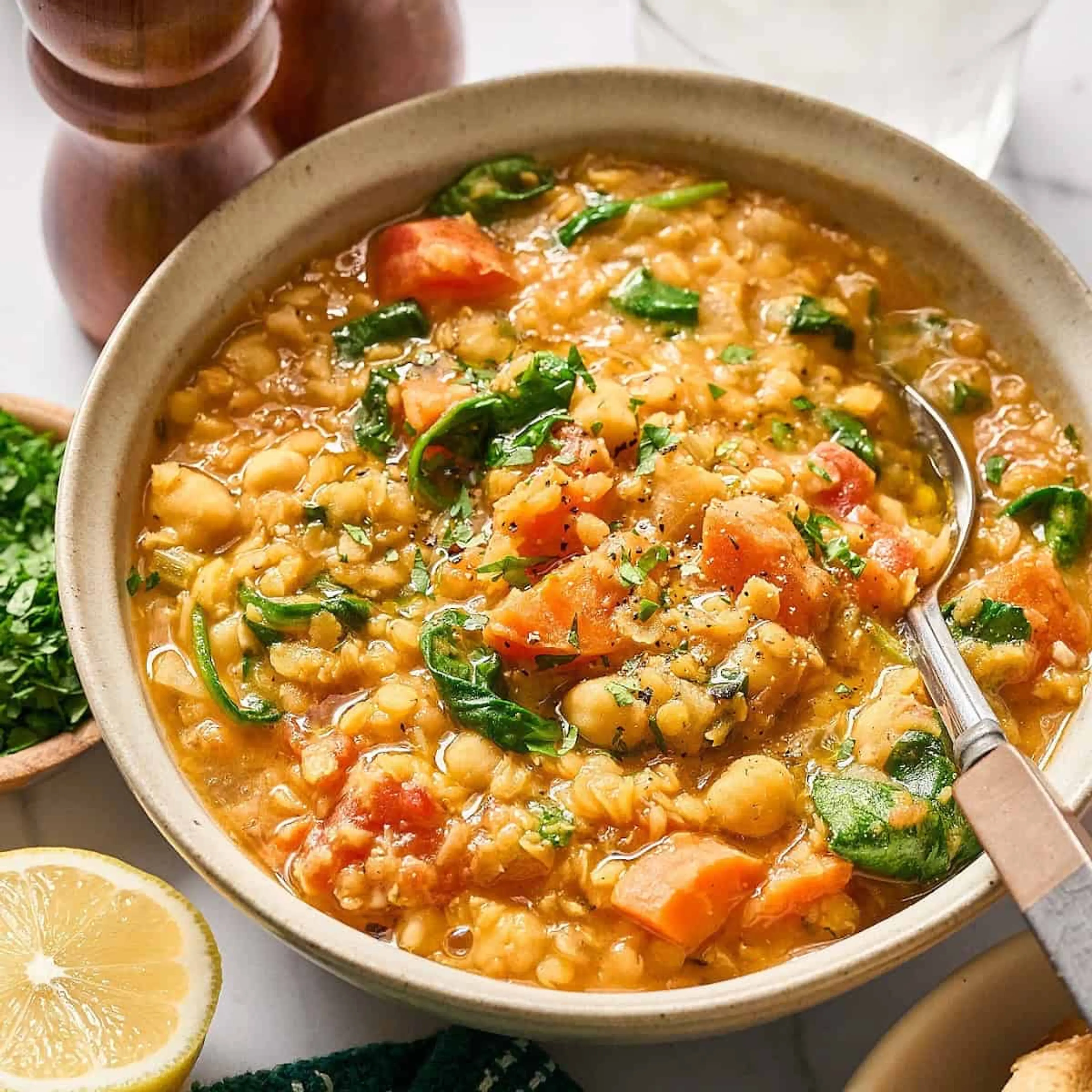 Smoky Red Lentil Stew with Chickpeas