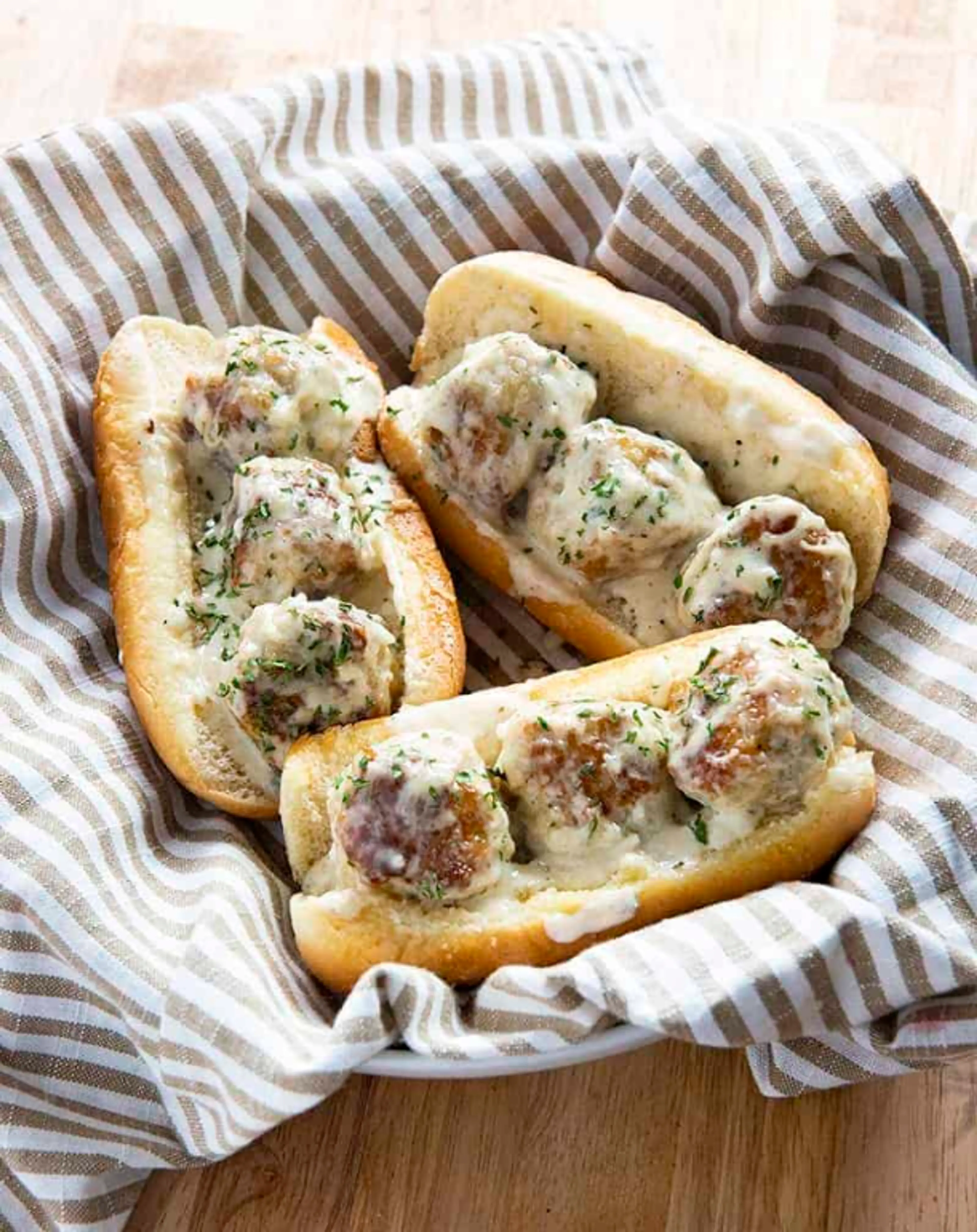 Chicken Alfredo Meatball Subs