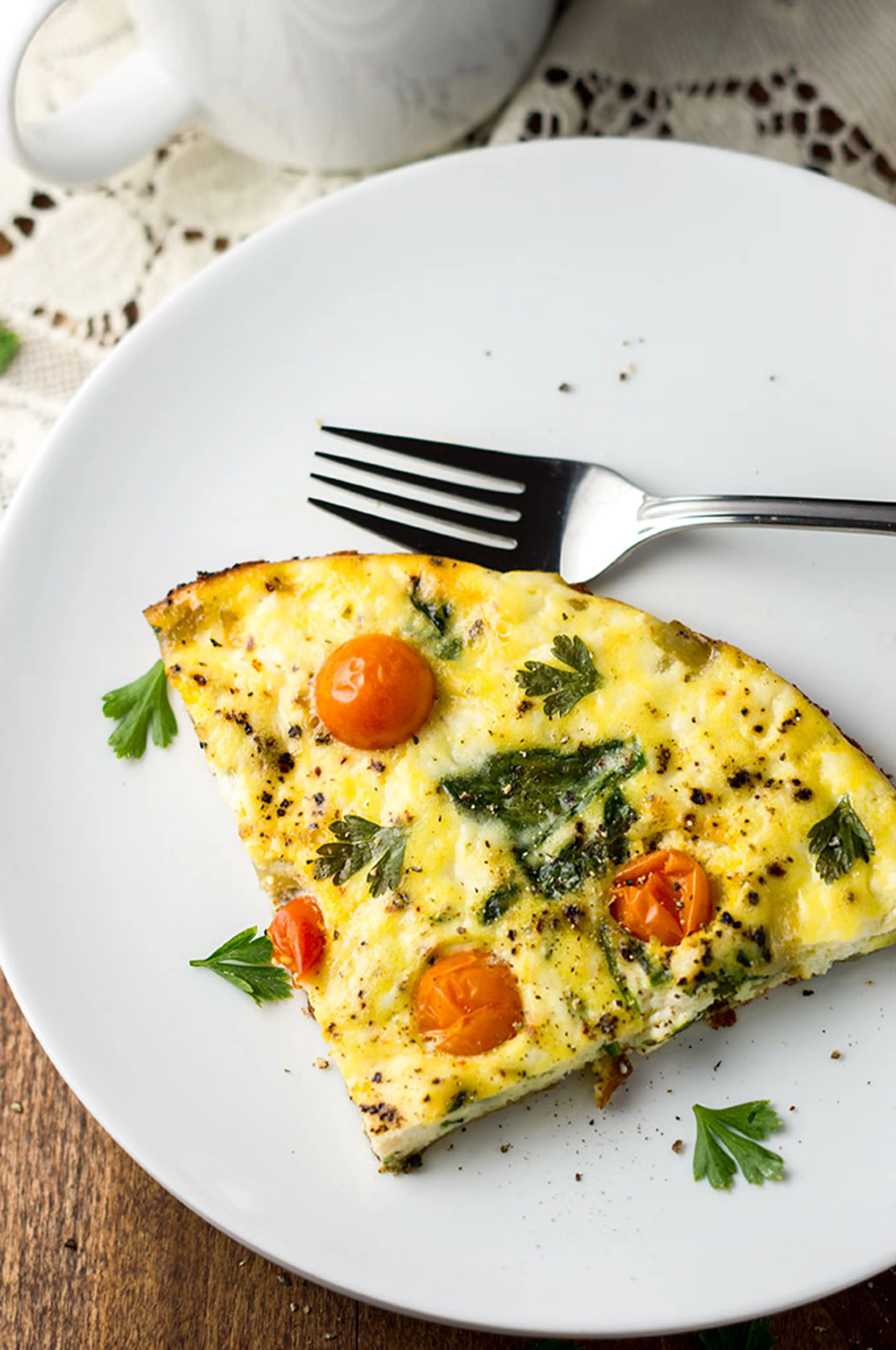 Tomato Onion Spinach Ricotta Frittata