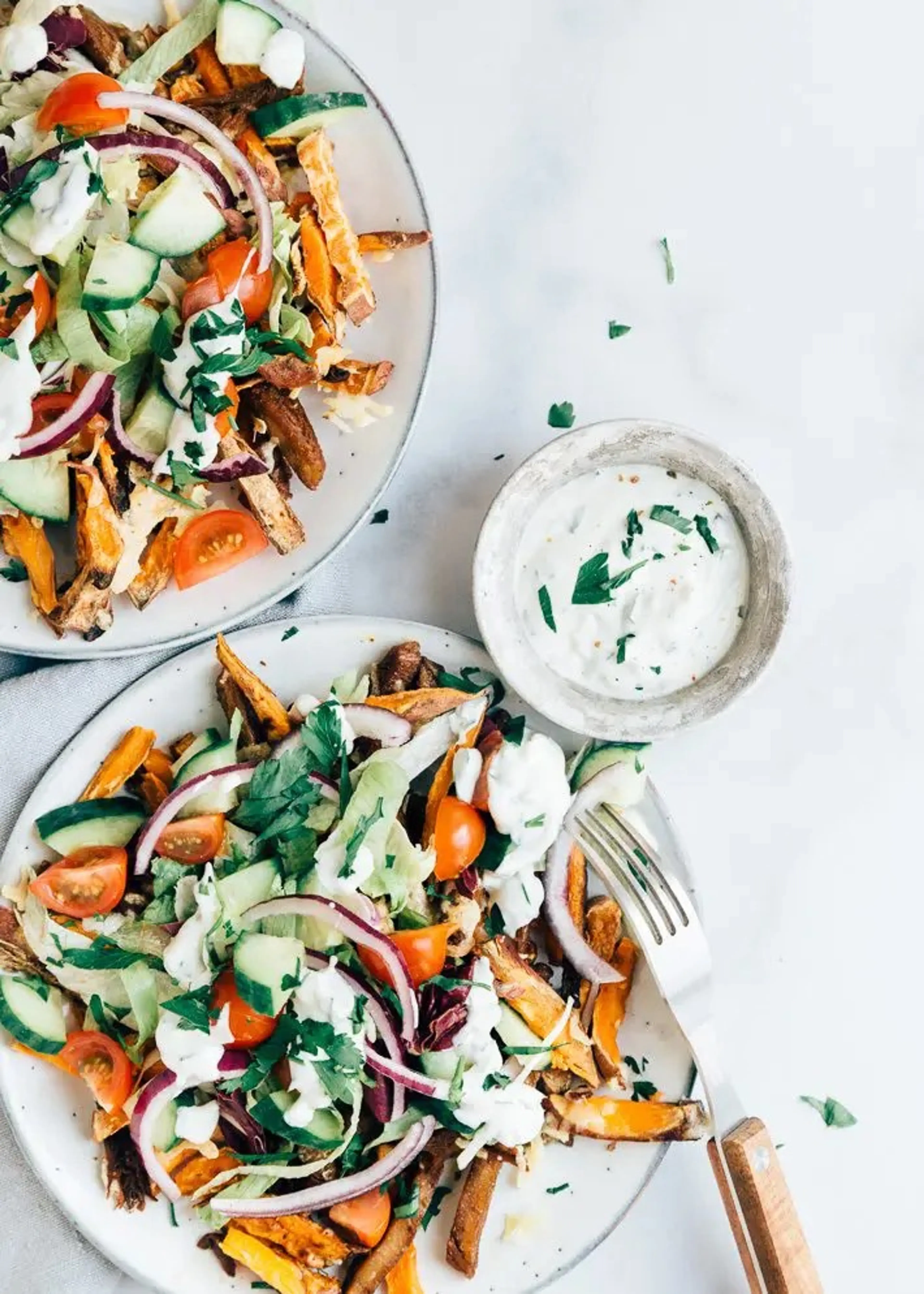 Gezonde Kapsalon met zoete aardappelfriet