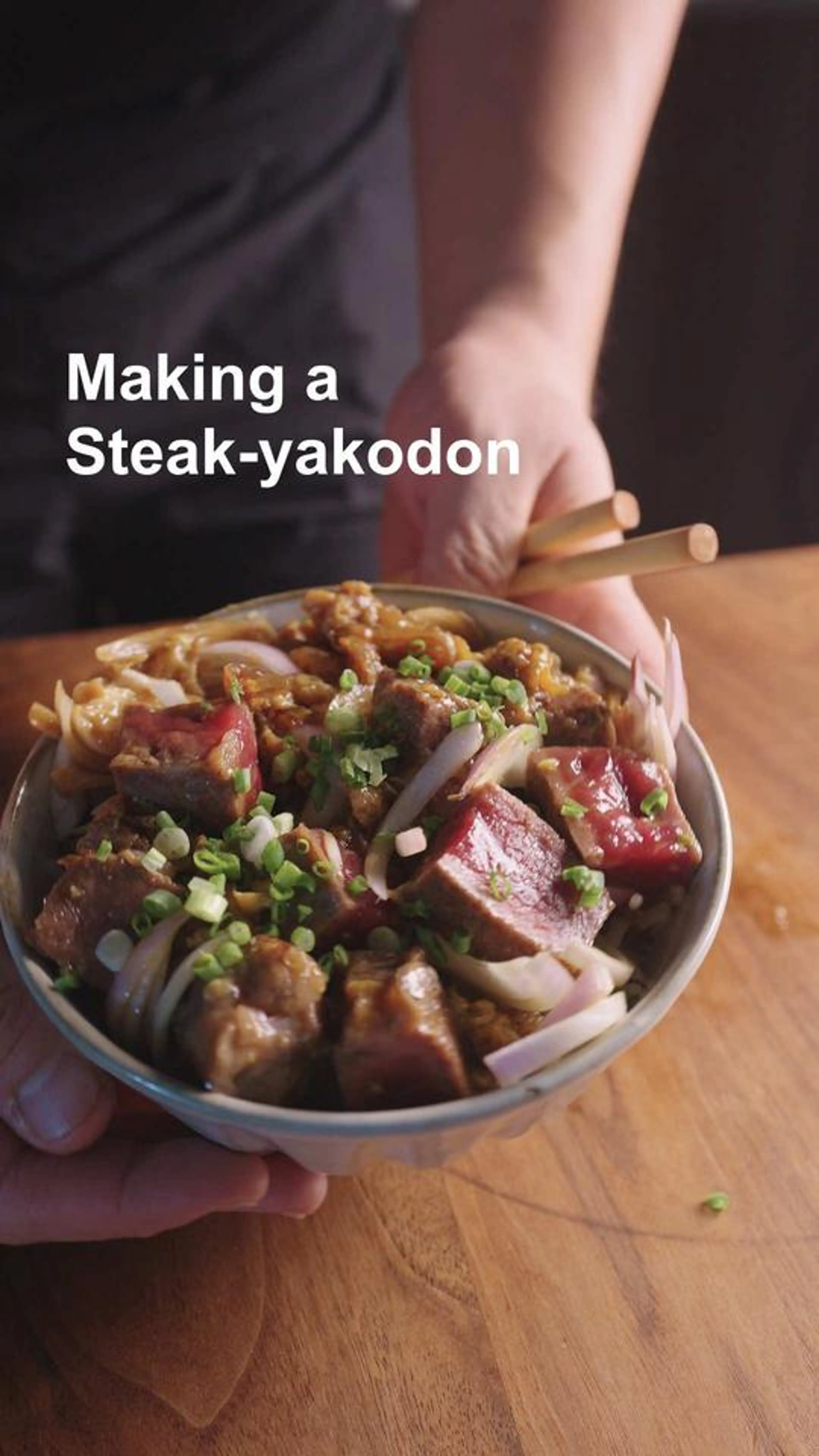 Making a Oyakodon but with Steak