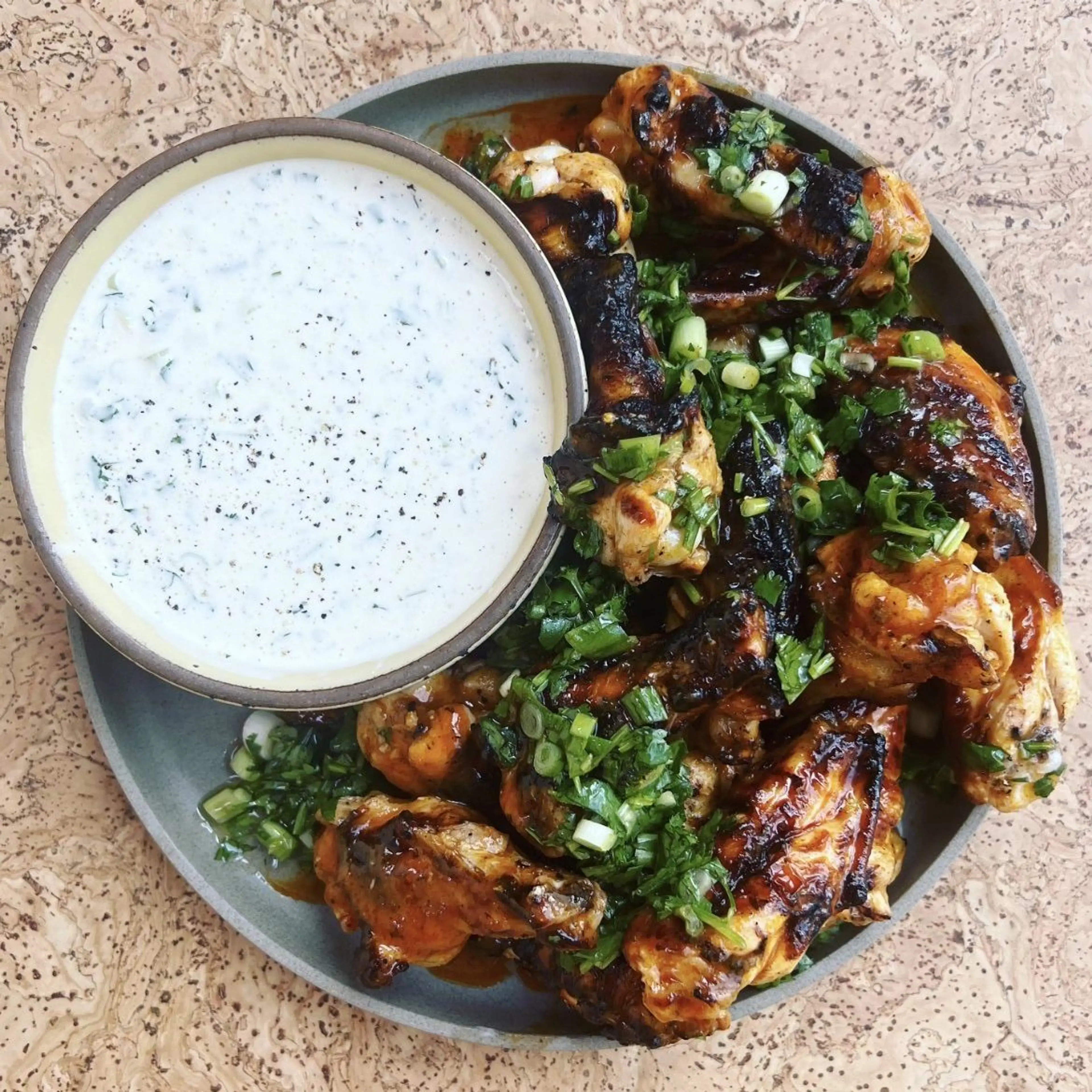 Buffalo Wings with Scallion Cilantro Salsa