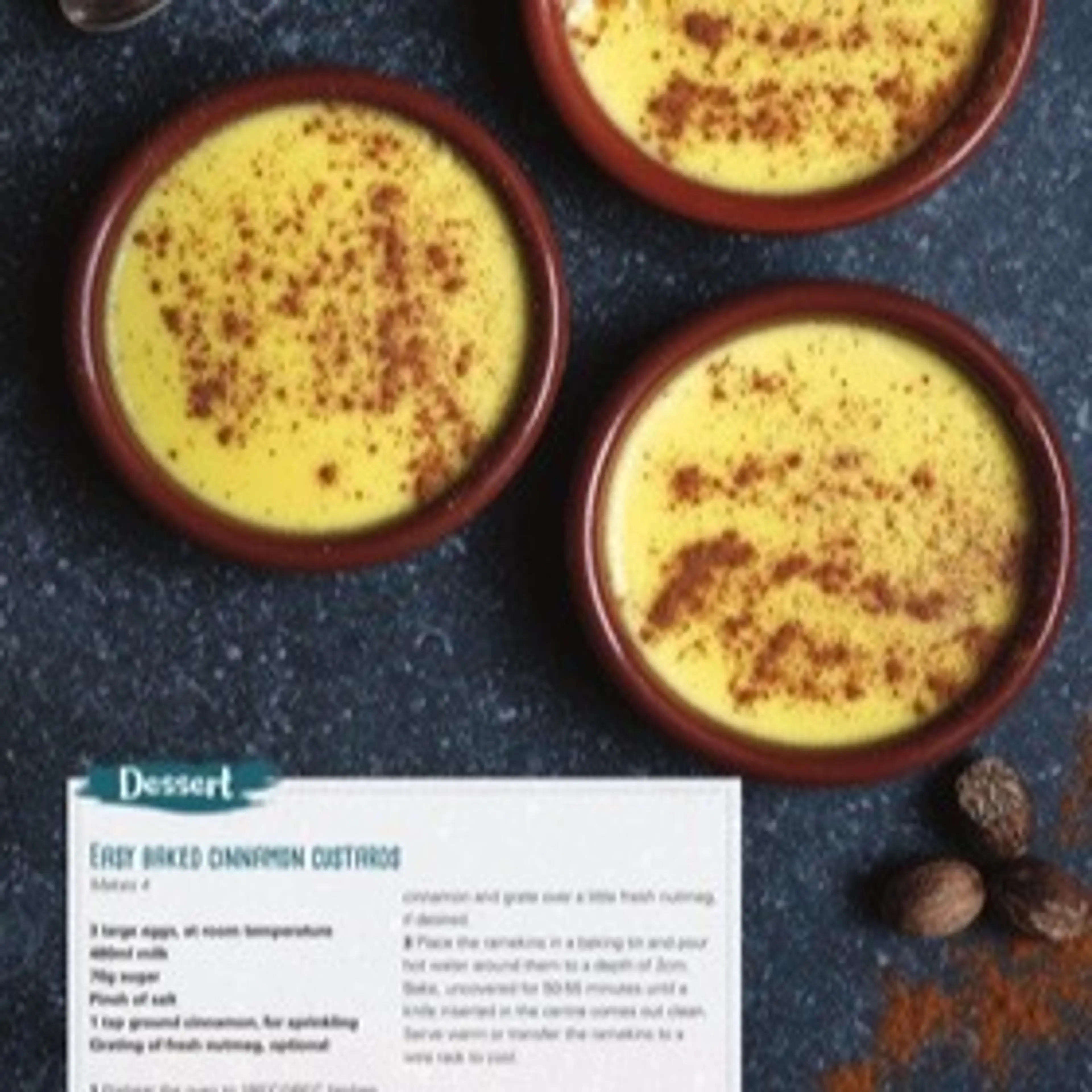 Easy BAKED CINNAMON CUSTARDS