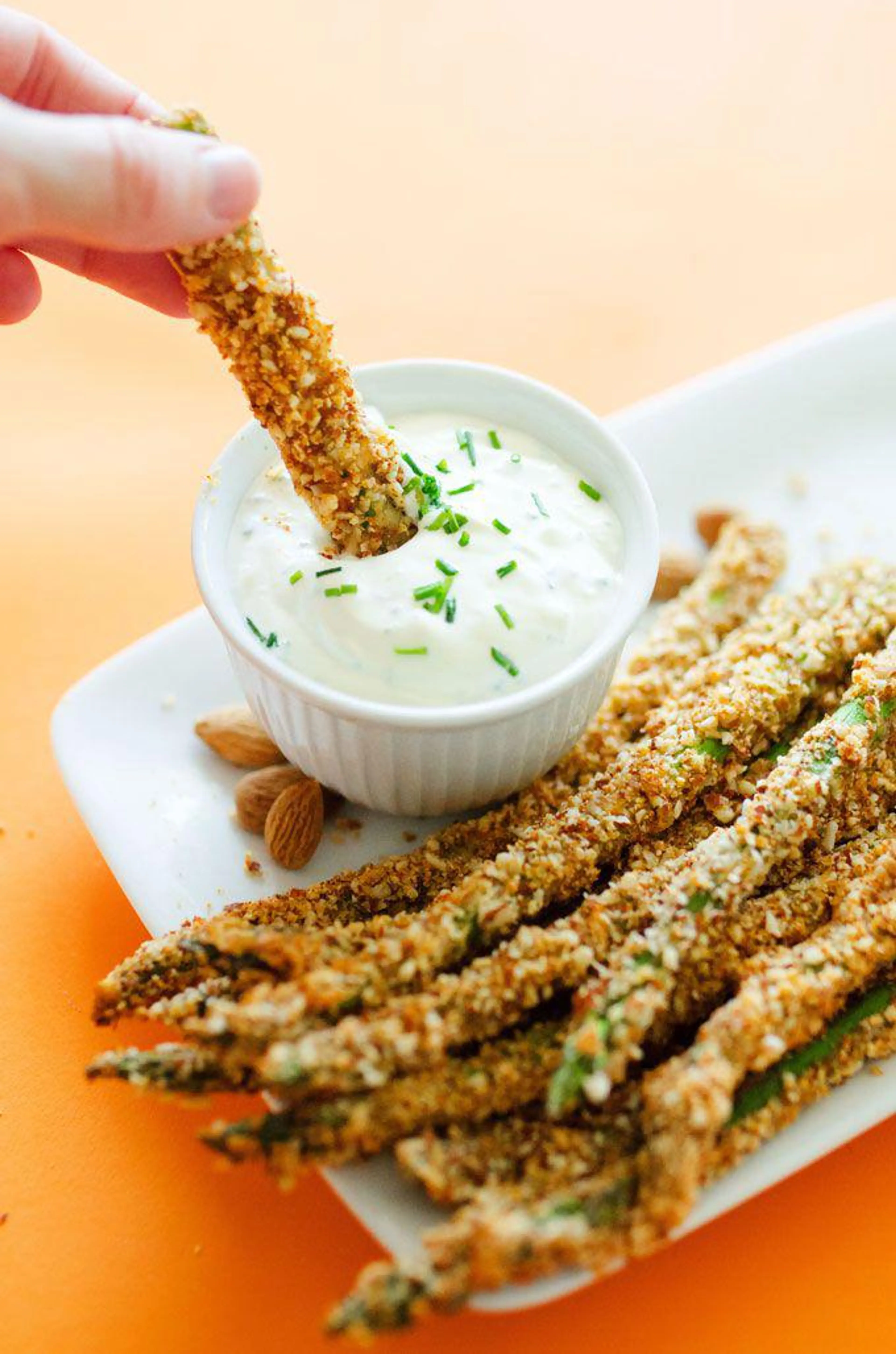 Parmesan and Almond Baked Asparagus Fries