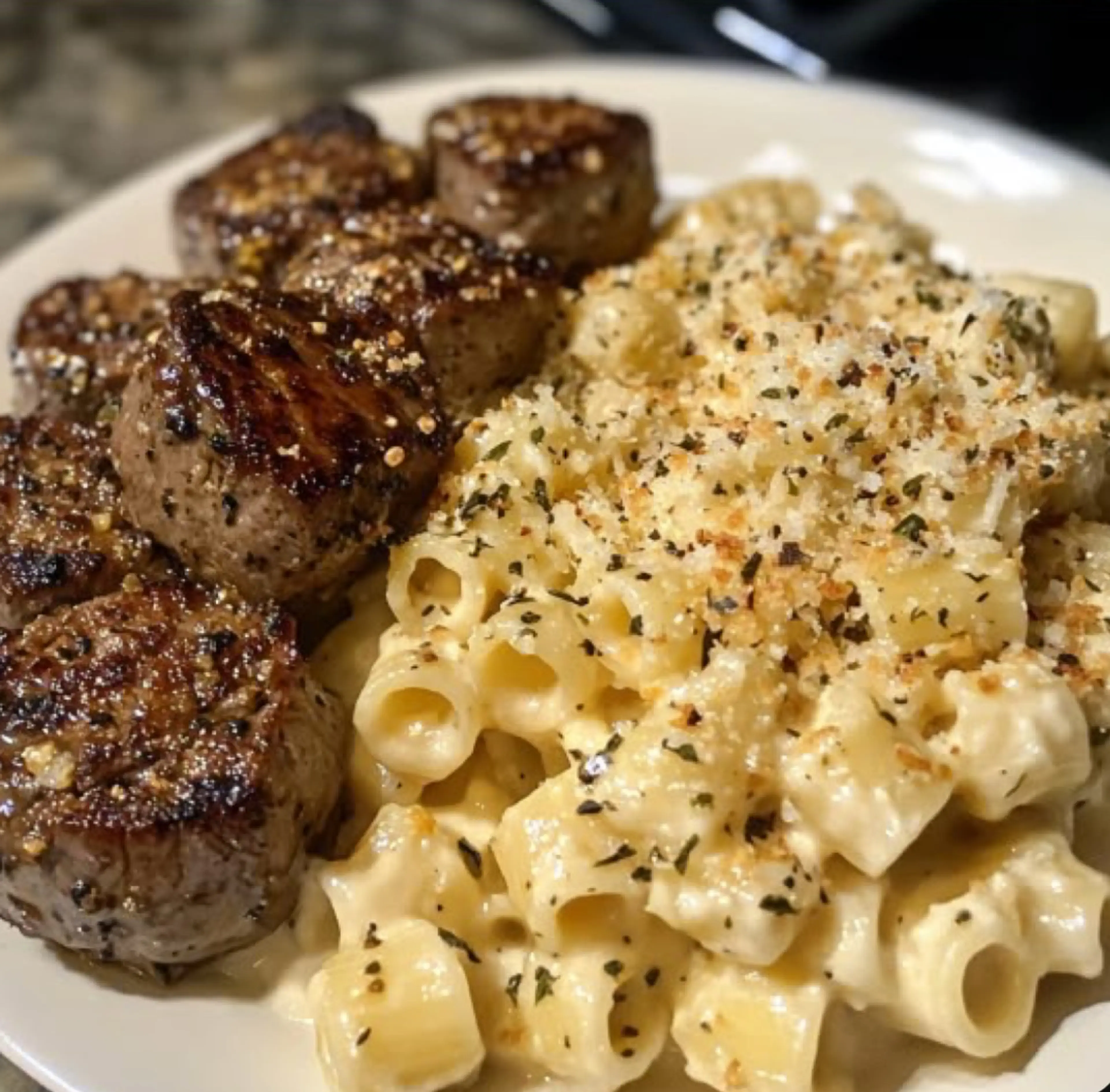 Garlic Butter Steak with Creamy Parmesan Pasta