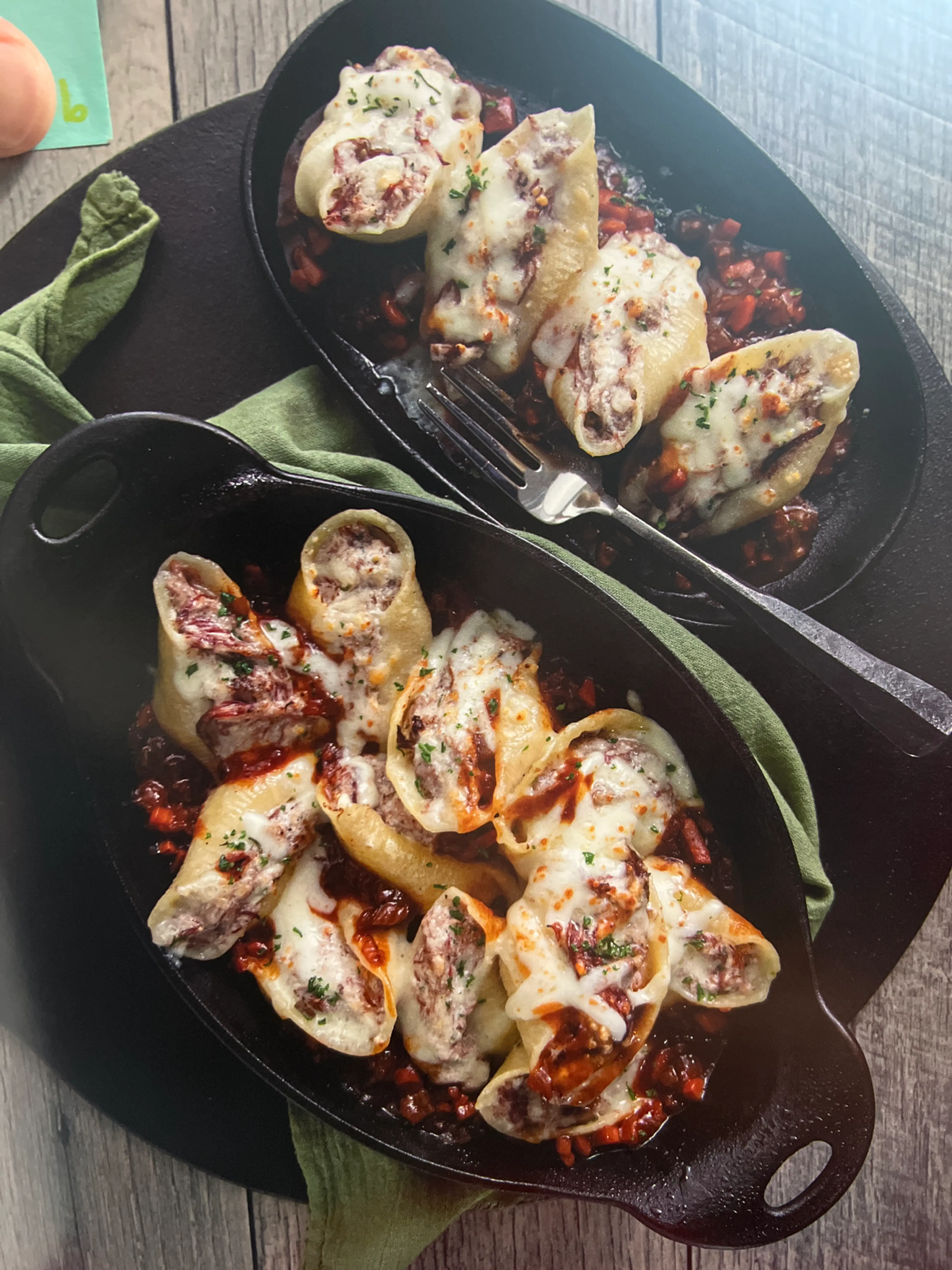 SMOKED SHORT RIBS IN STUFFED PASTA SHELLS