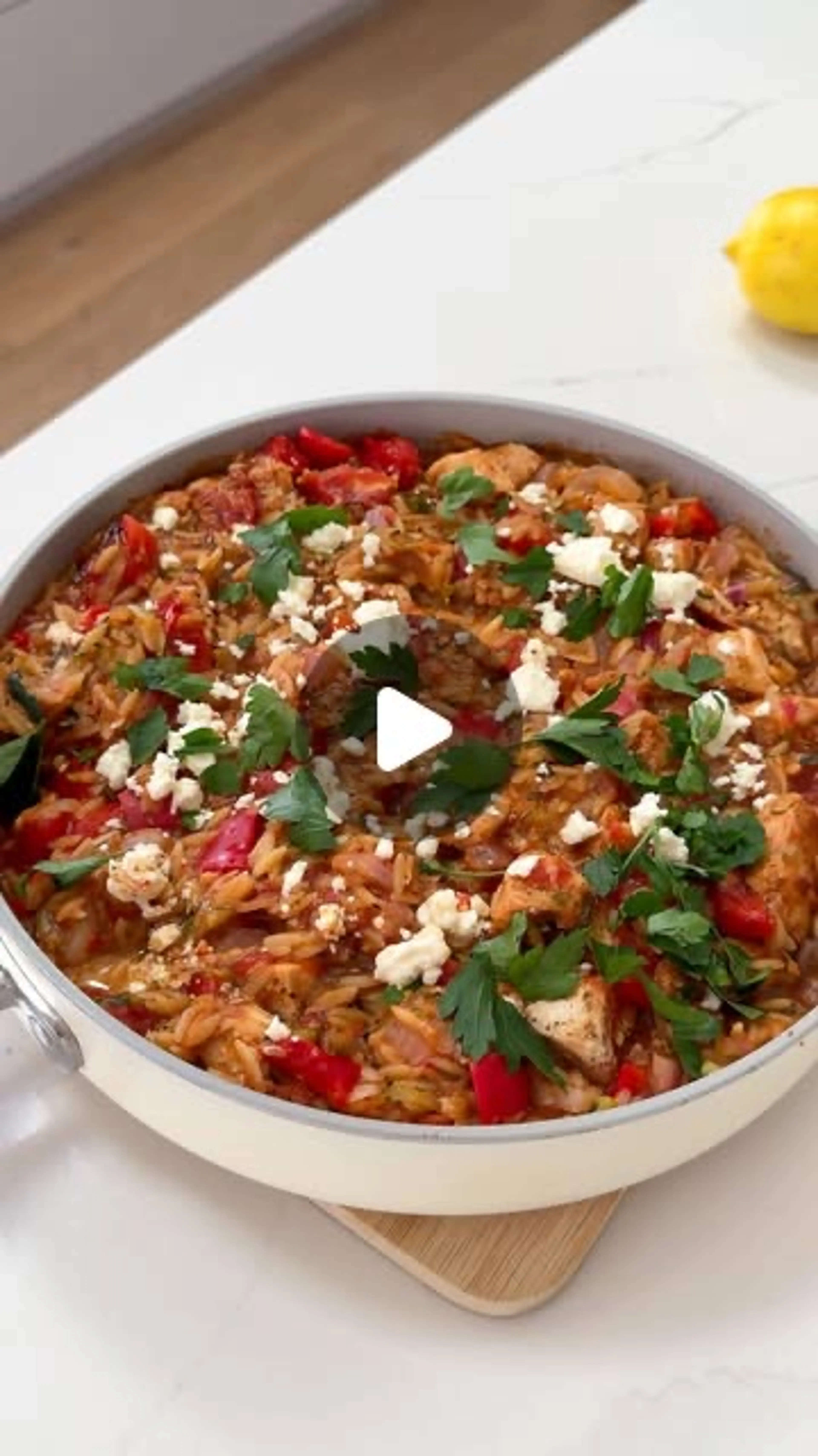 This One Pan Greek Chicken Orzo Is a Quick, Healthy, High Pr