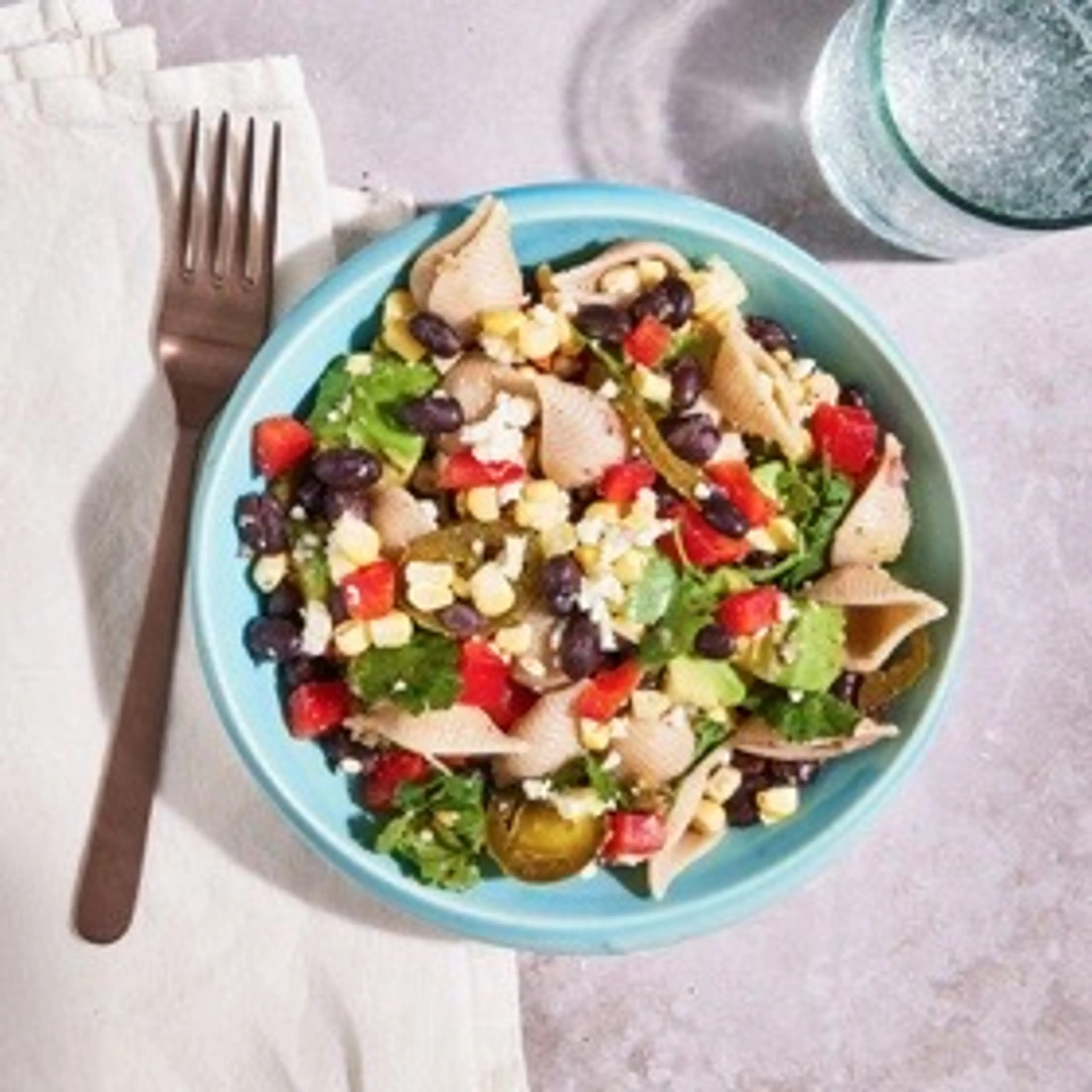 Black Bean, Corn & Avocado Pasta Salad