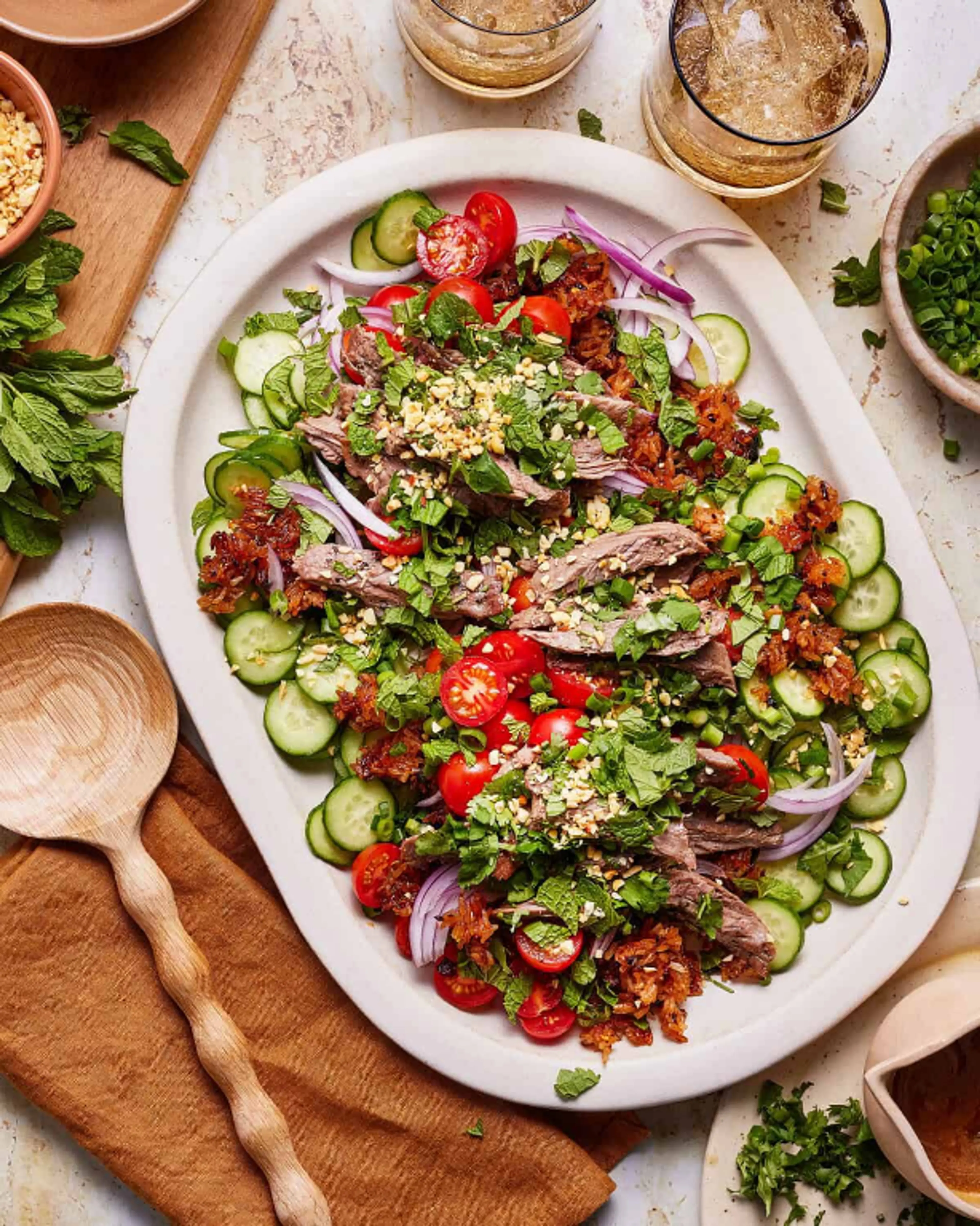 Crispy Rice Steak Salad