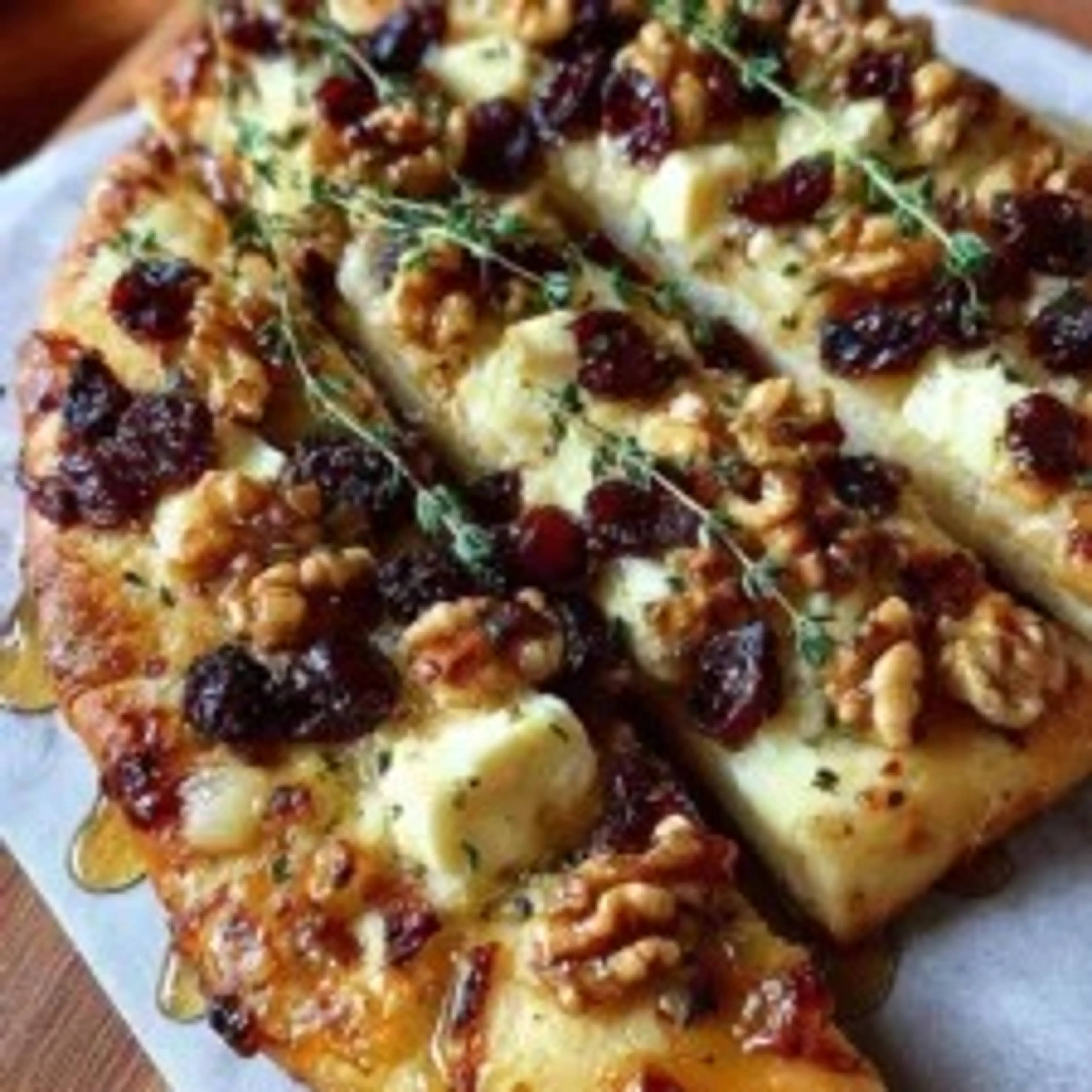 Crispy Flatbread with Brie, Cranberries and Toasted Walnuts