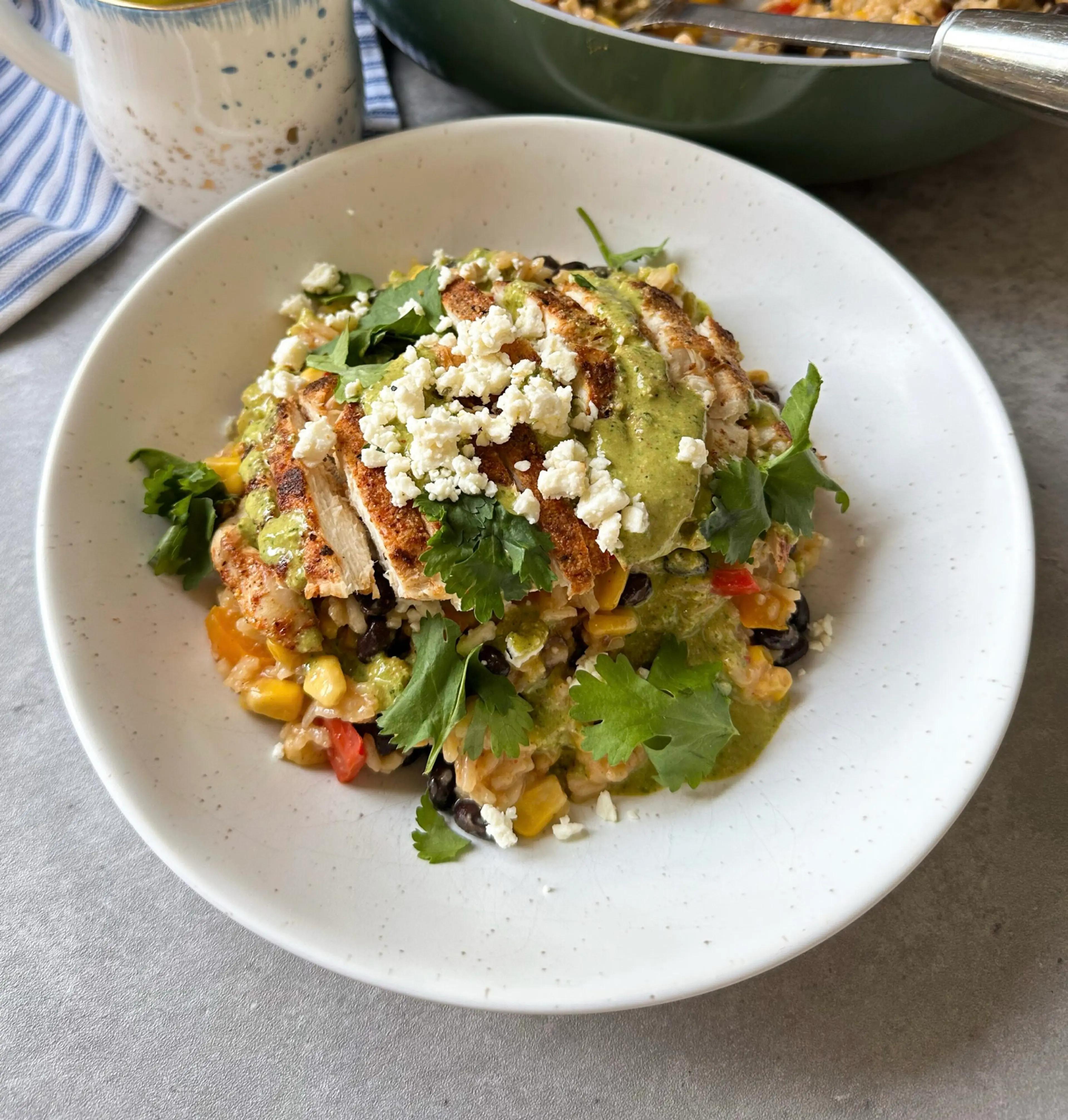 Blackened Chicken and Rice with Cilantro Lime Dressing