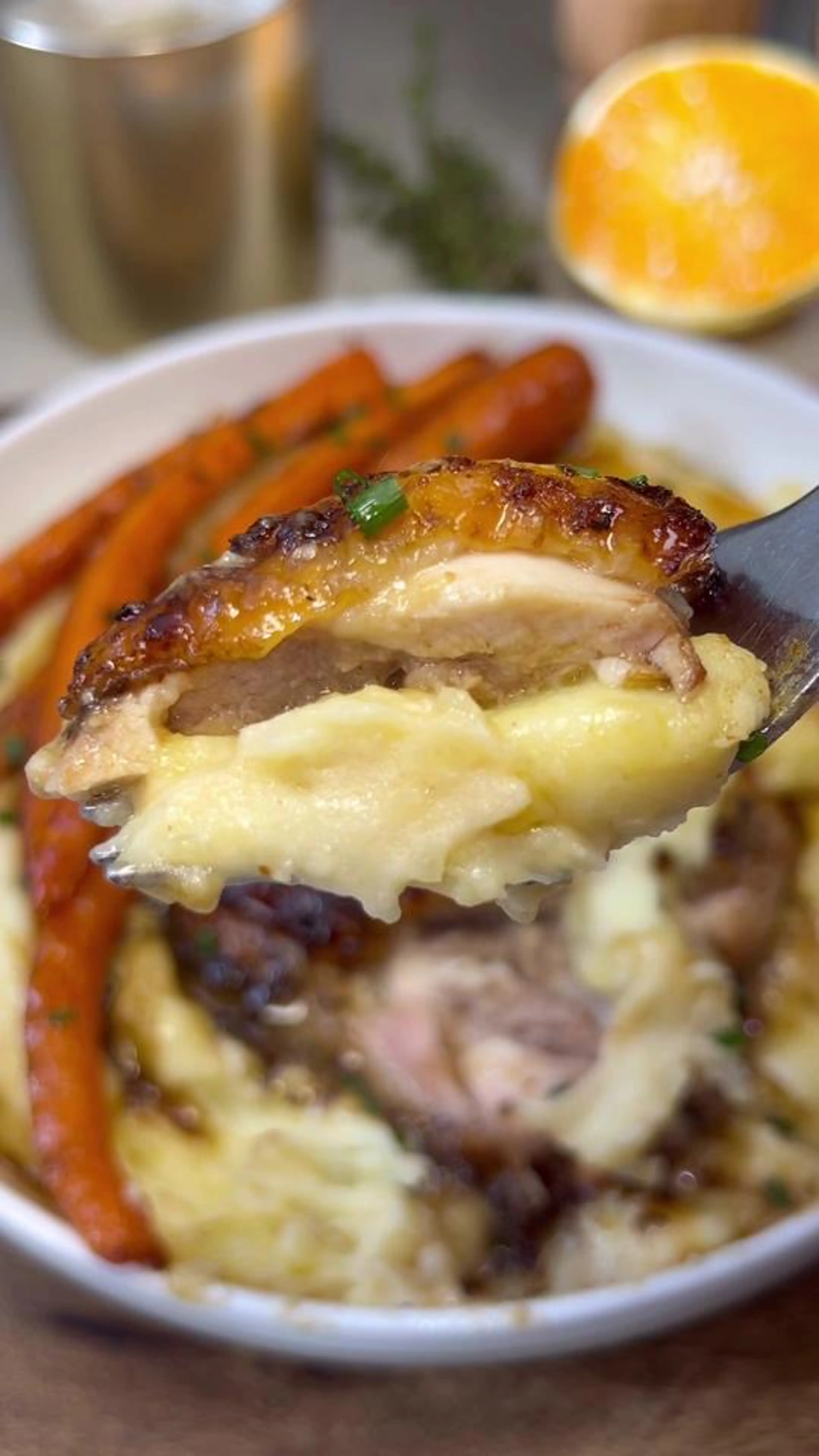Honey Balsamic Chicken Thighs with Goat Cheese Mashed Potato