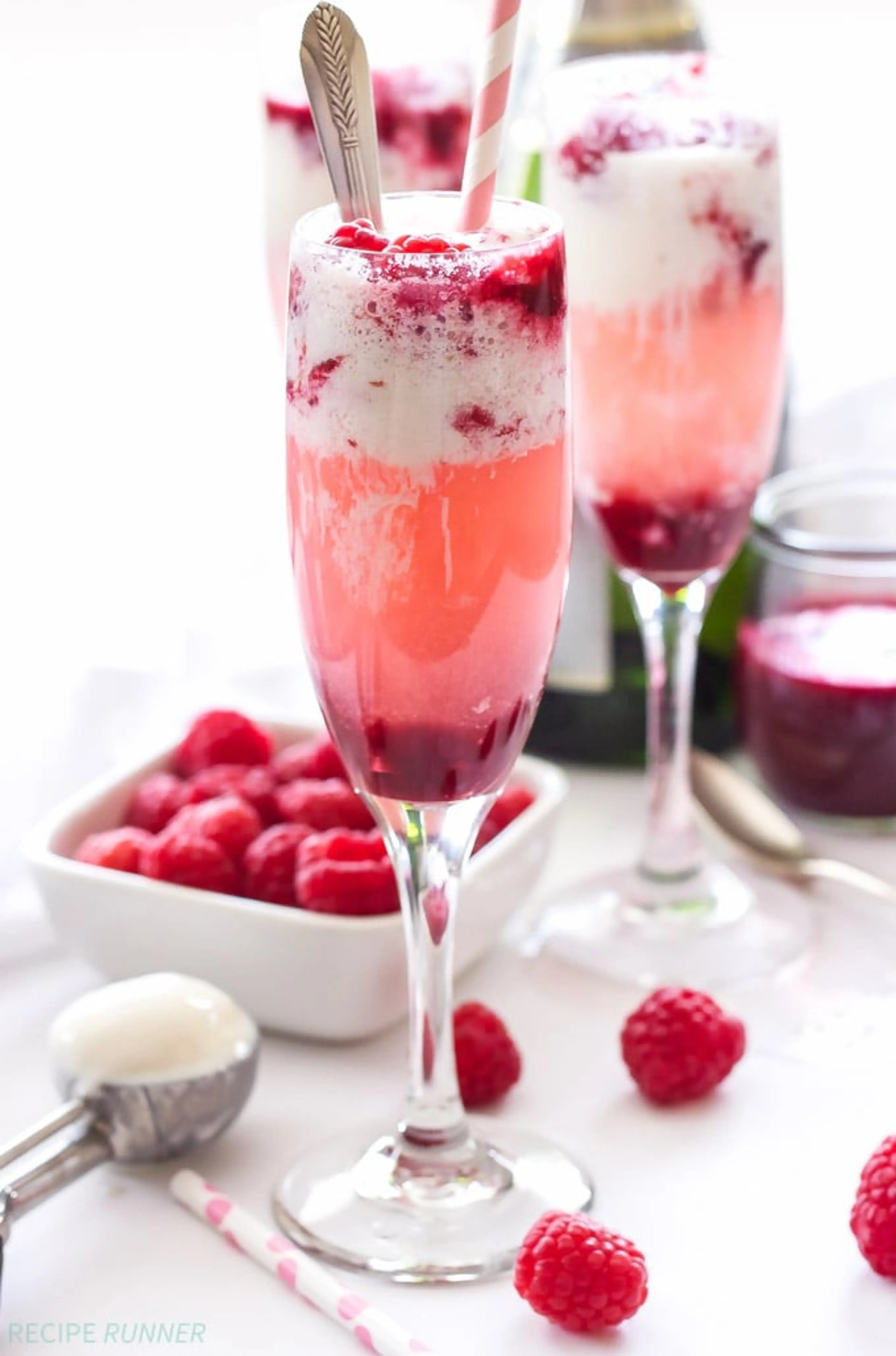 Champagne and Raspberry Ice Cream Floats