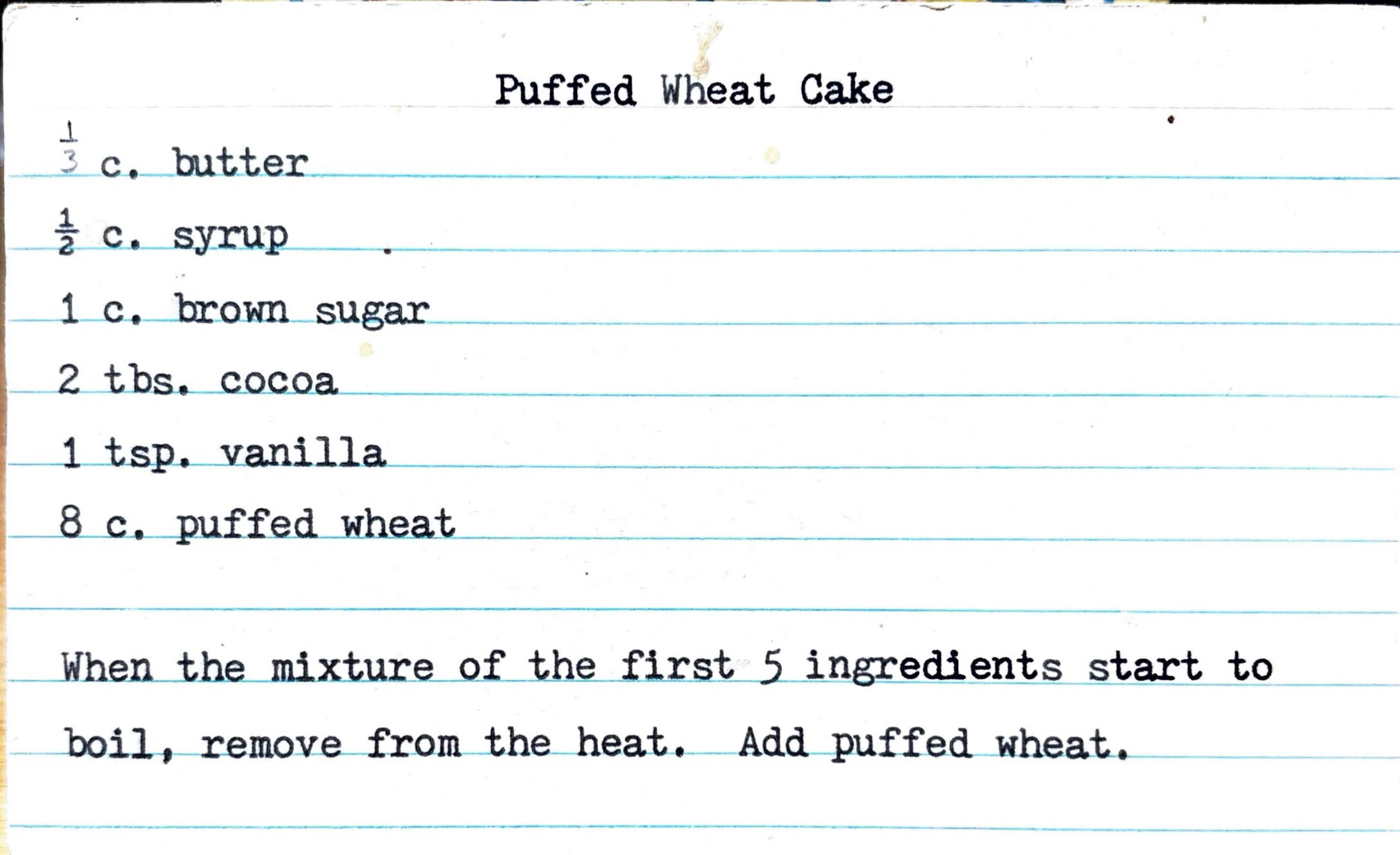 Puffed Wheat Cake