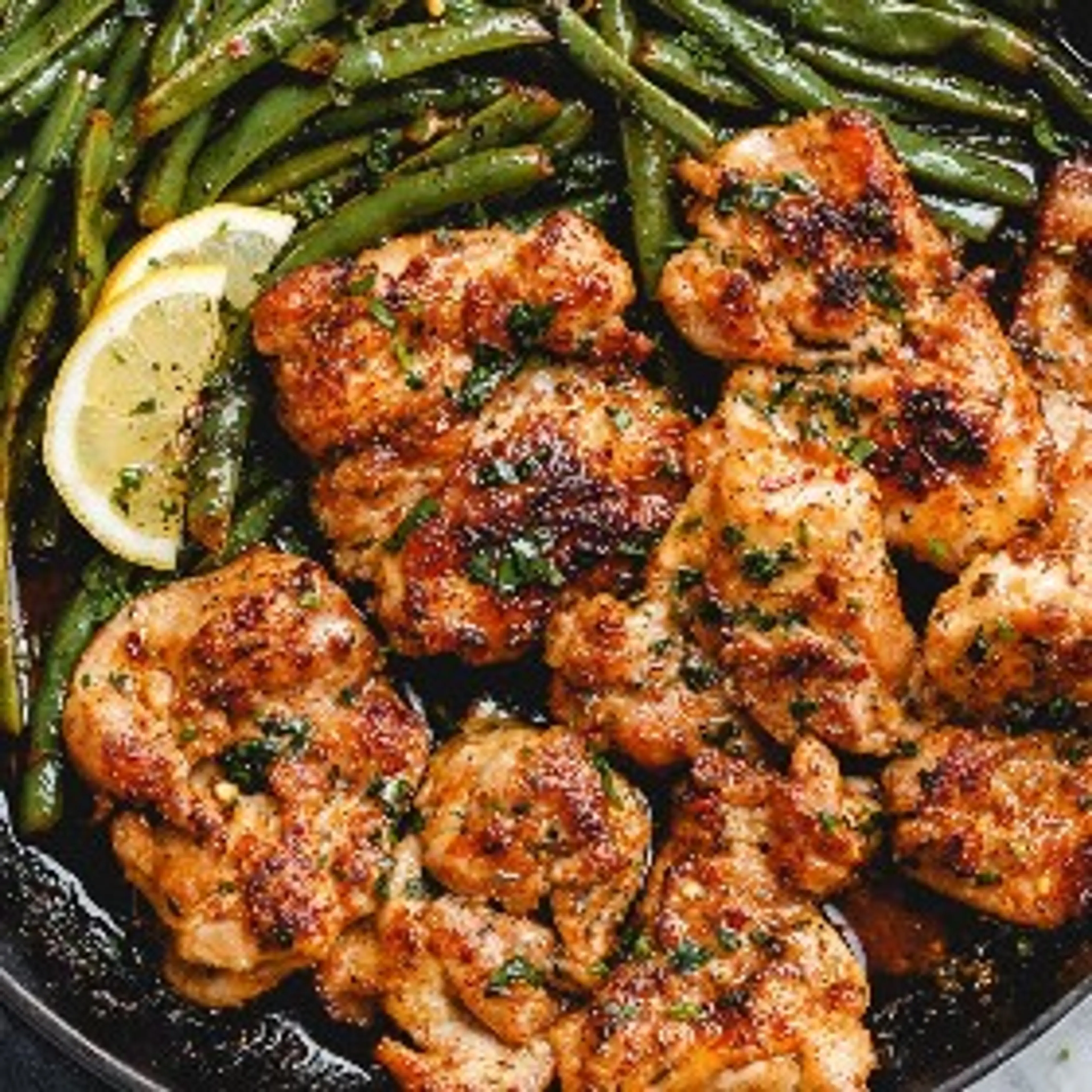 Lemon Garlic Butter Chicken and Green Beans Skillet