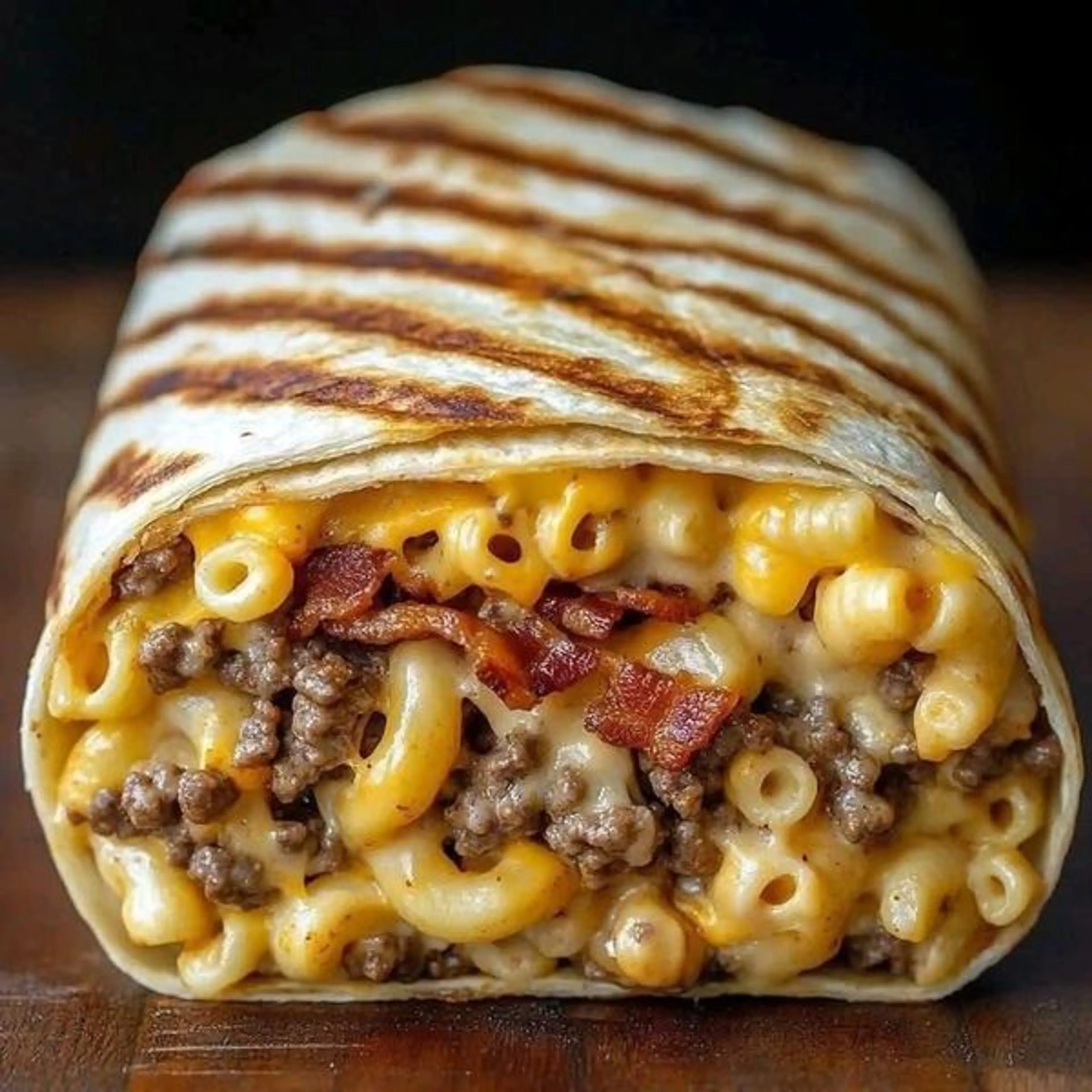 Cheeseburger Mac & Cheese Burrito
