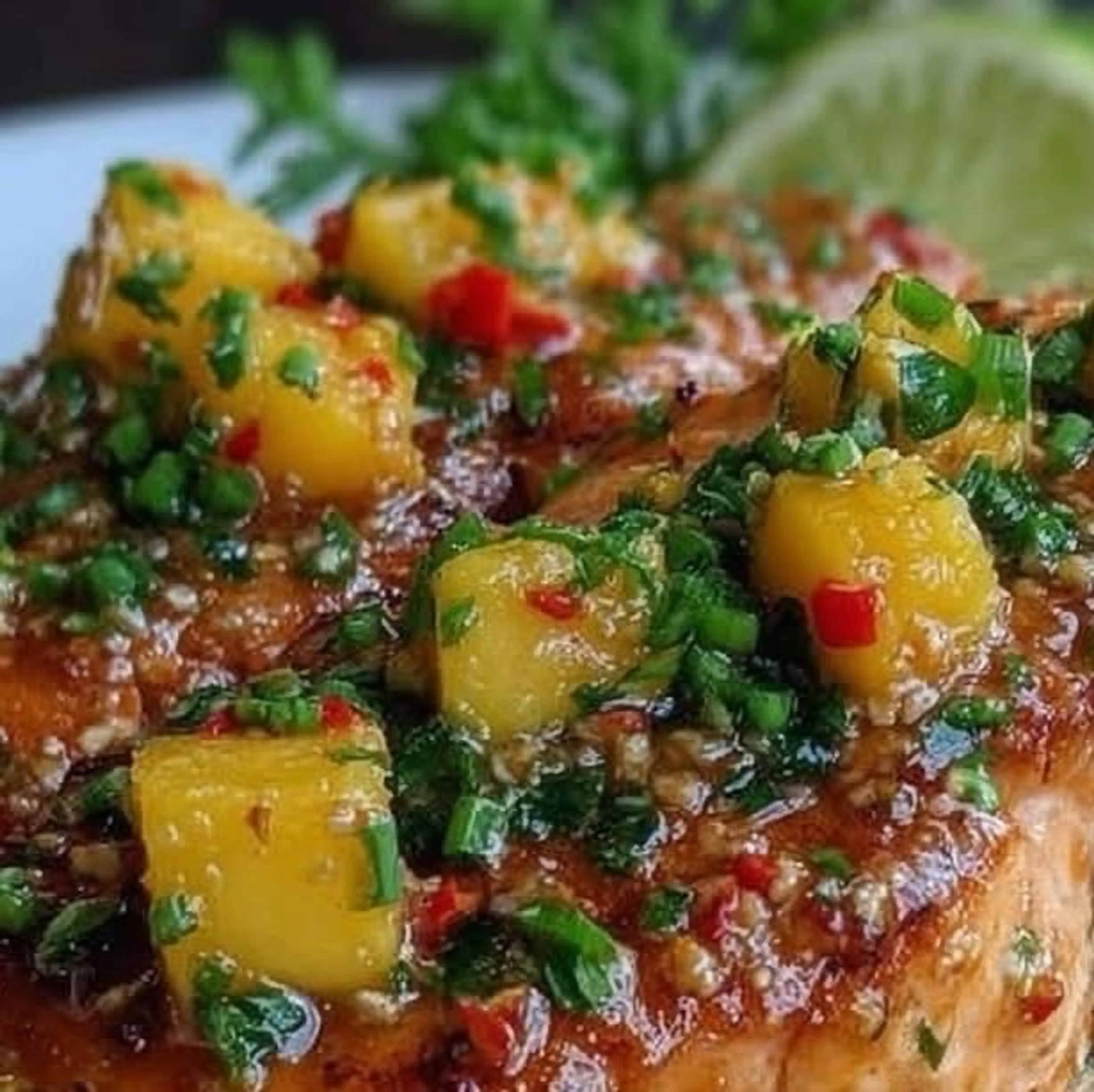 Chili Mango Glazed Salmon