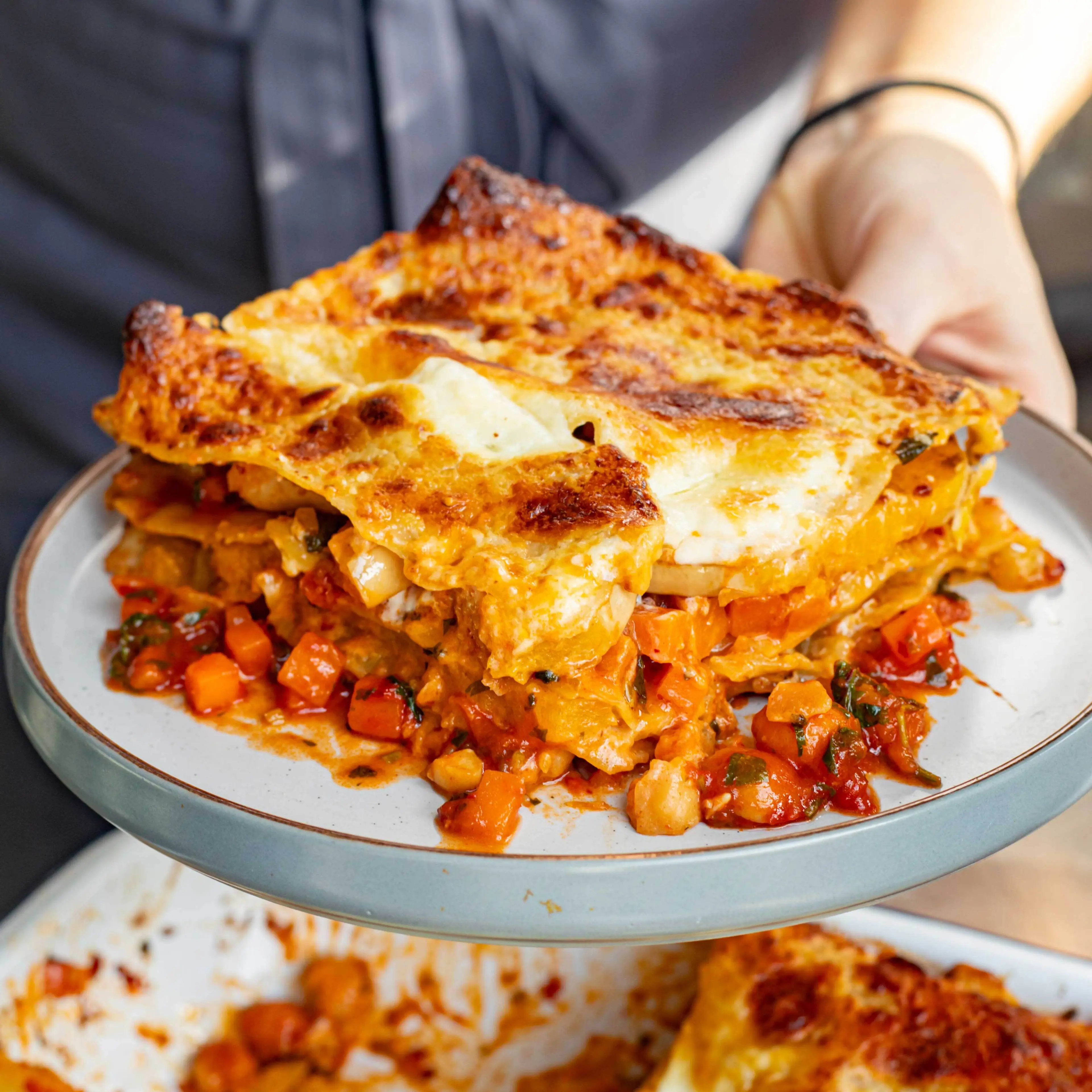 Roast Squash, Chickpea & Harissa Lasagne