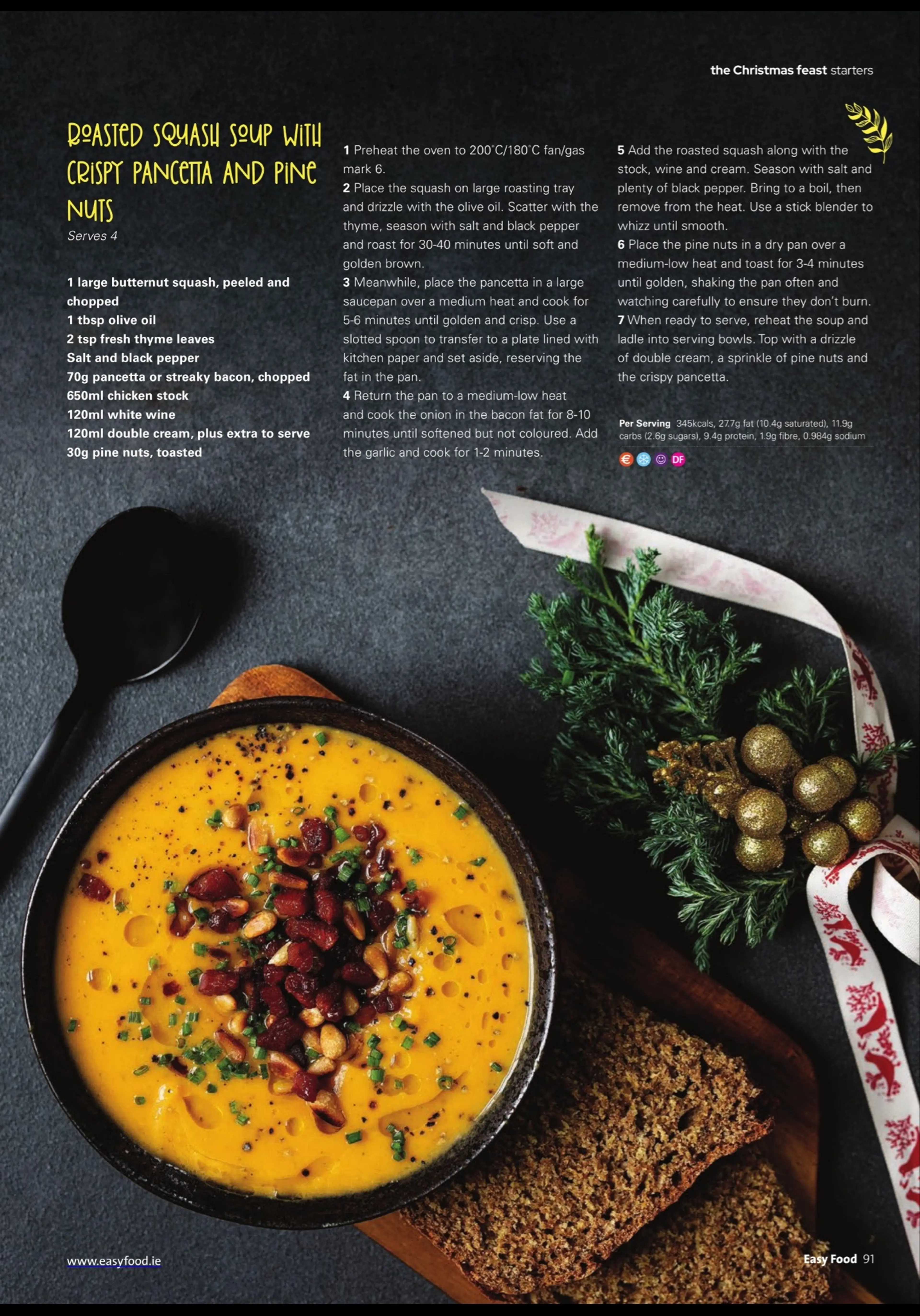 Roasted Squash Soup With Crispy Pancetta And Pibe Nuts