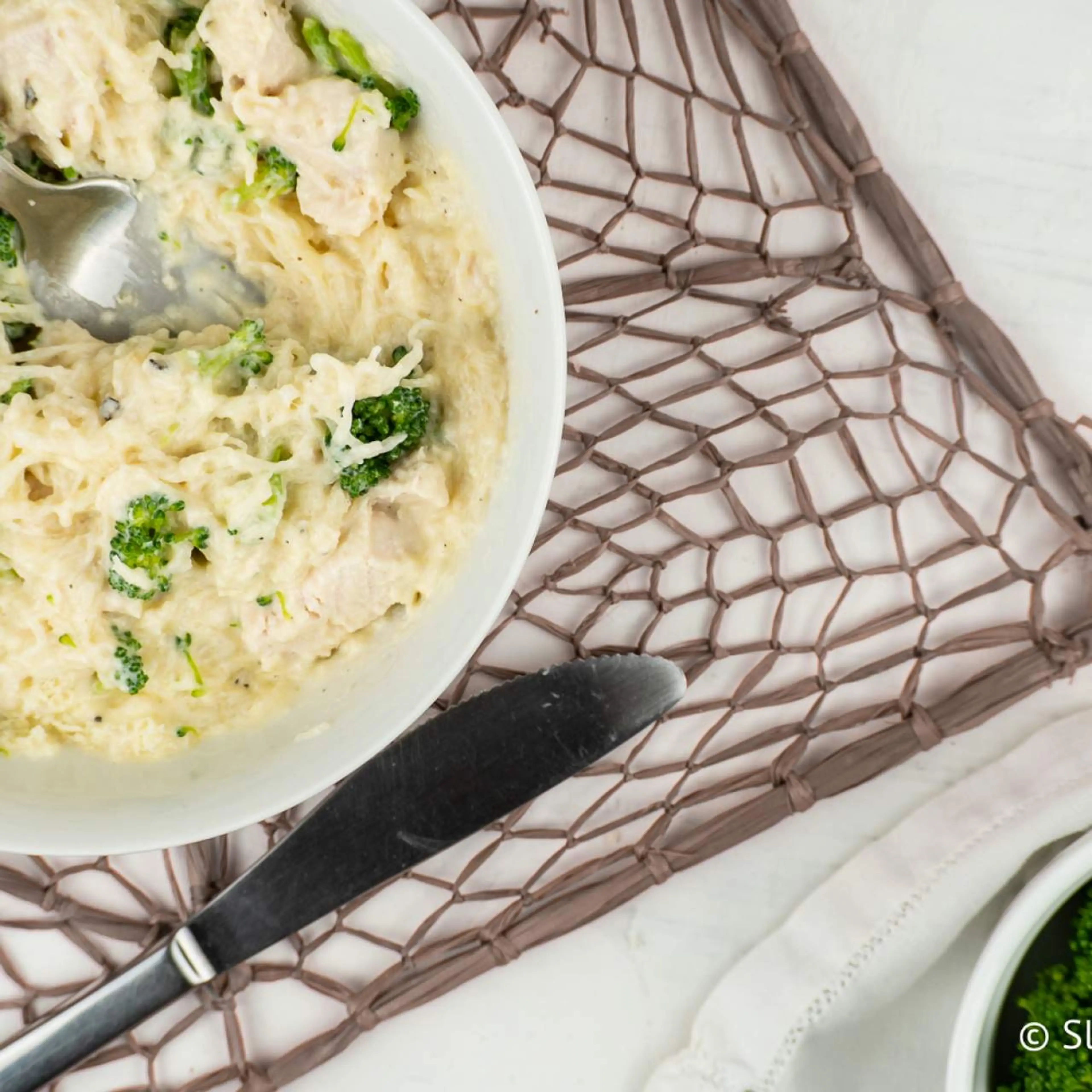 Creamy Parmesan Spaghetti Squash with Chicken and Broccoli