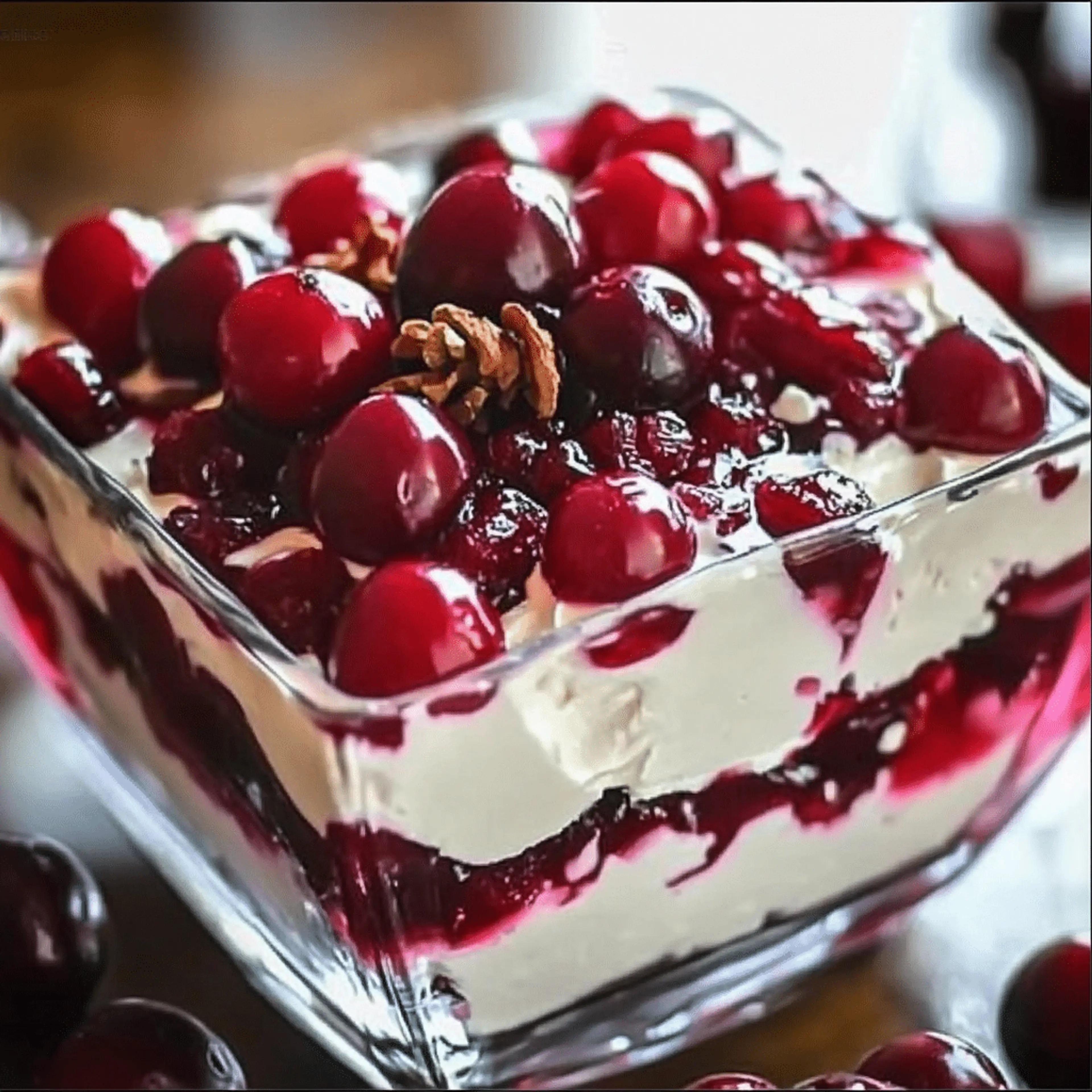 Cranberry Jello Salad with Cream Cheese Topping