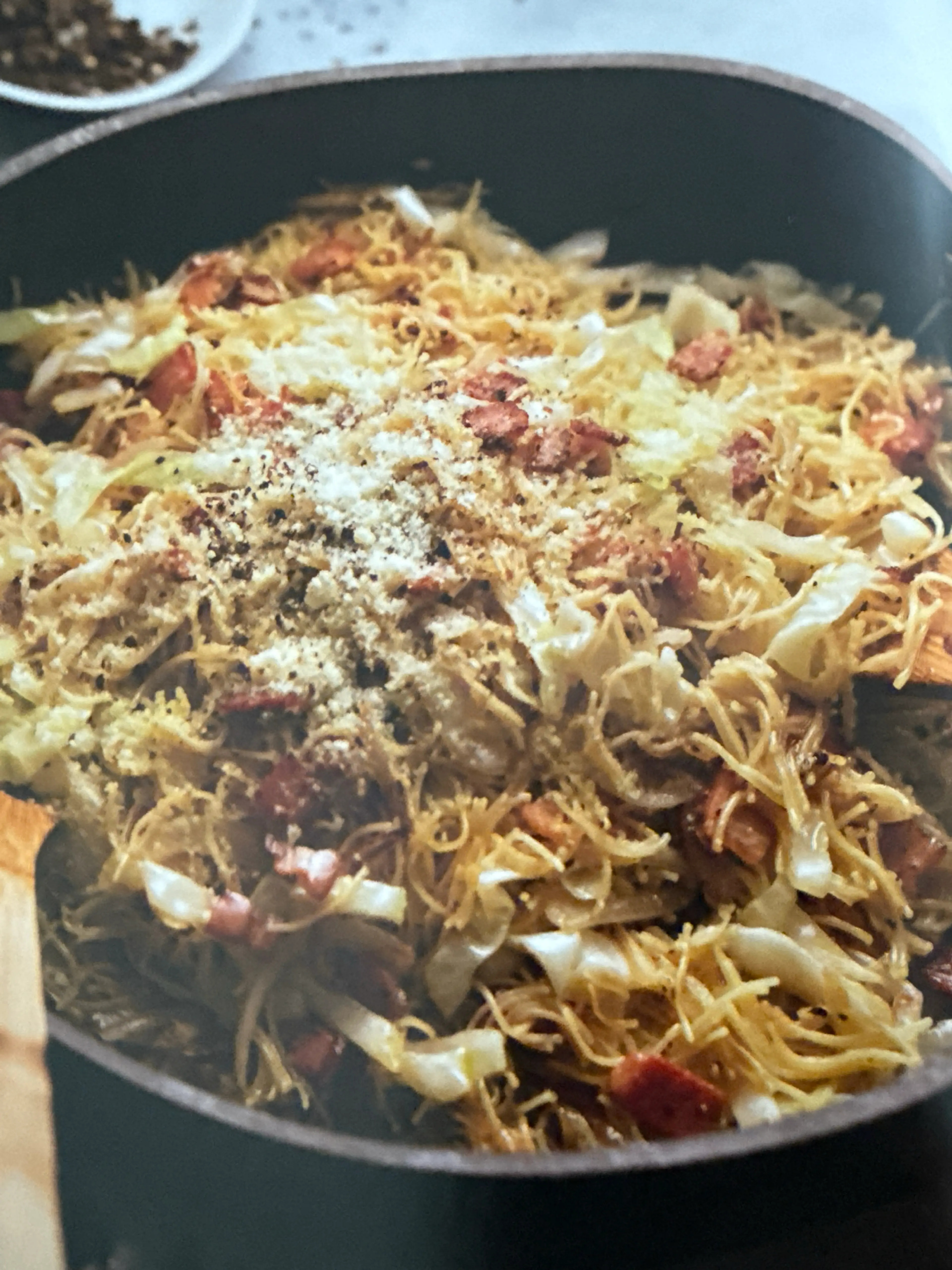 FRIED CABBAGE WITH NOODLES & BACON
