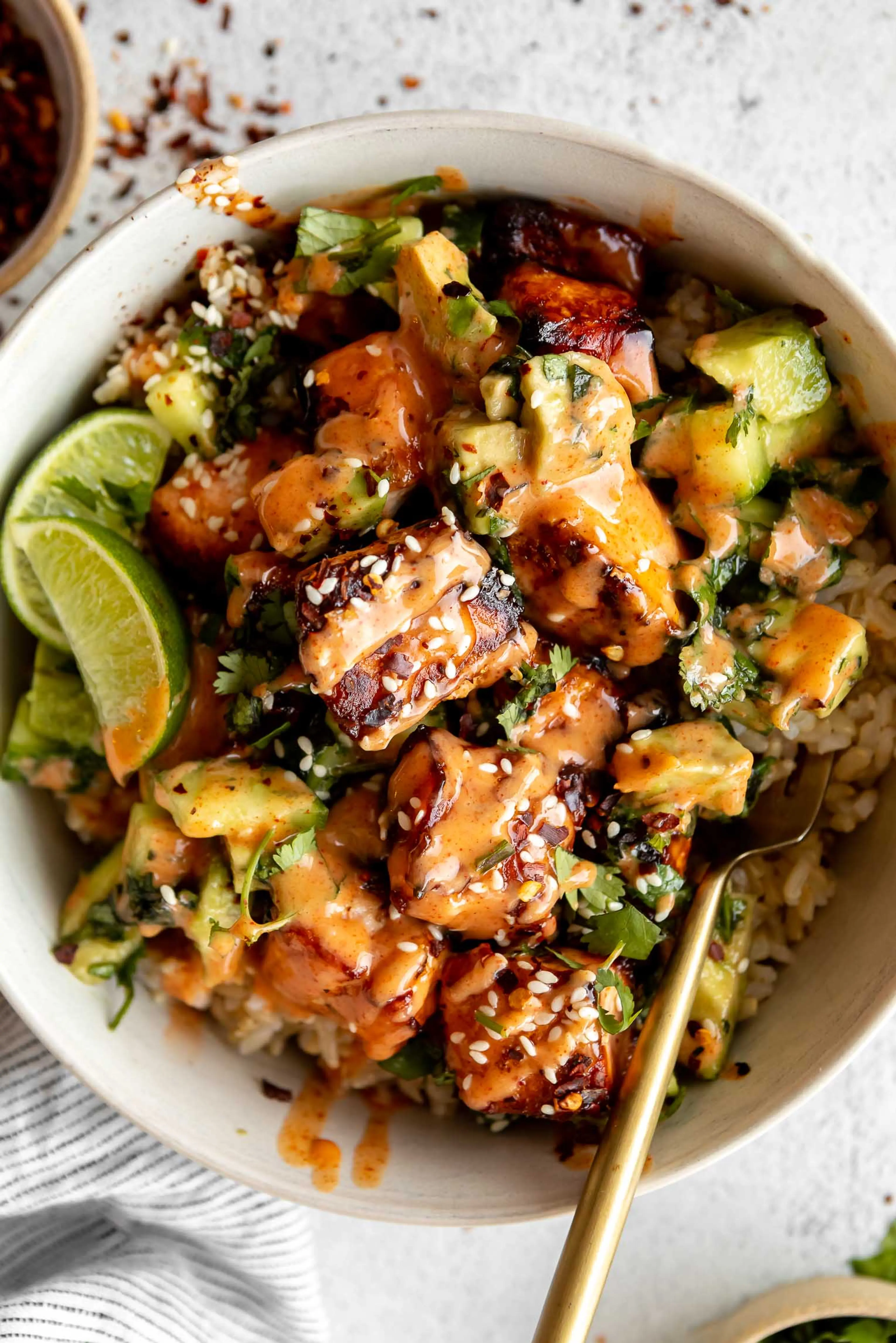 Honey Glazed Salmon Bowls