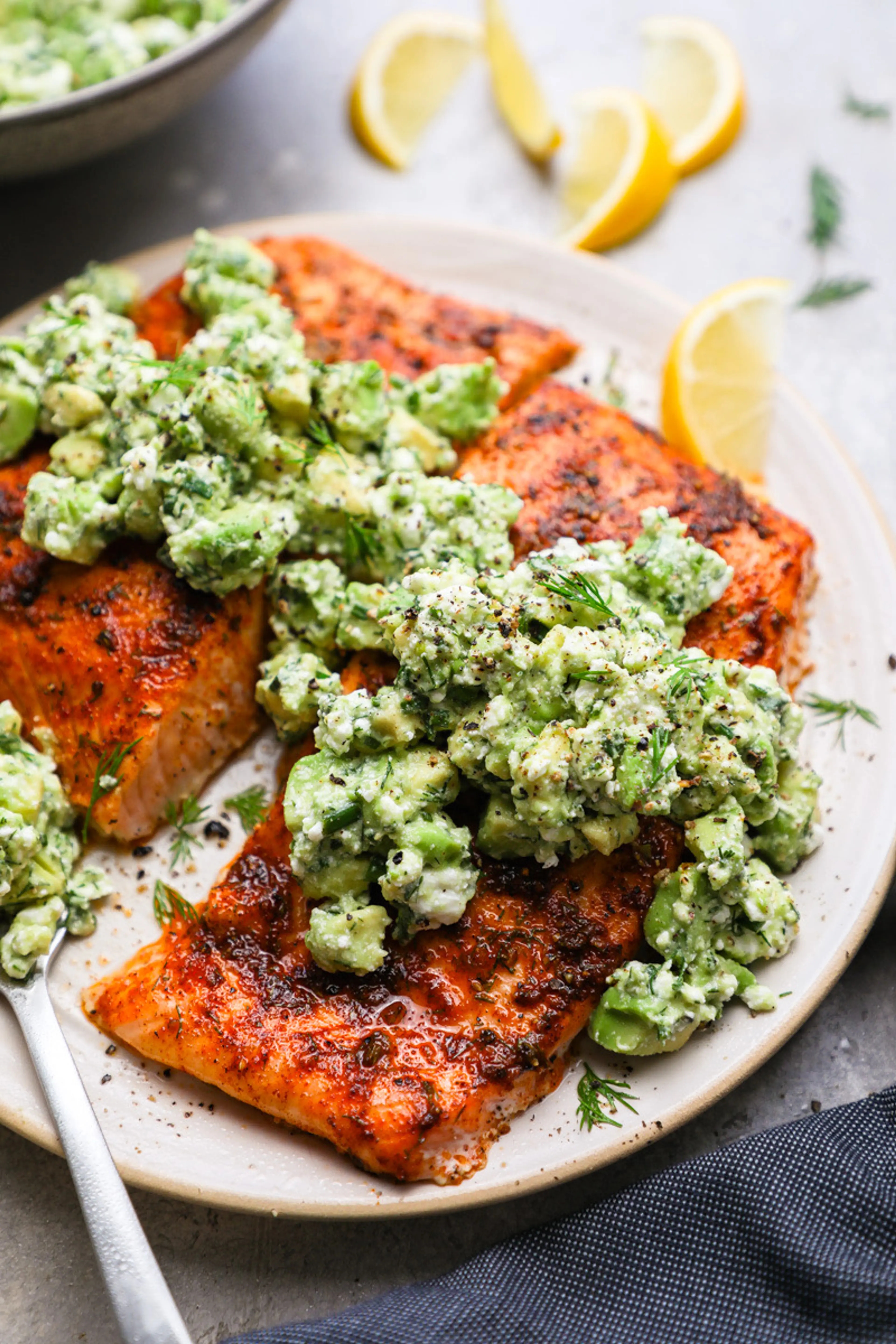 Baked Salmon with Avocado & Feta