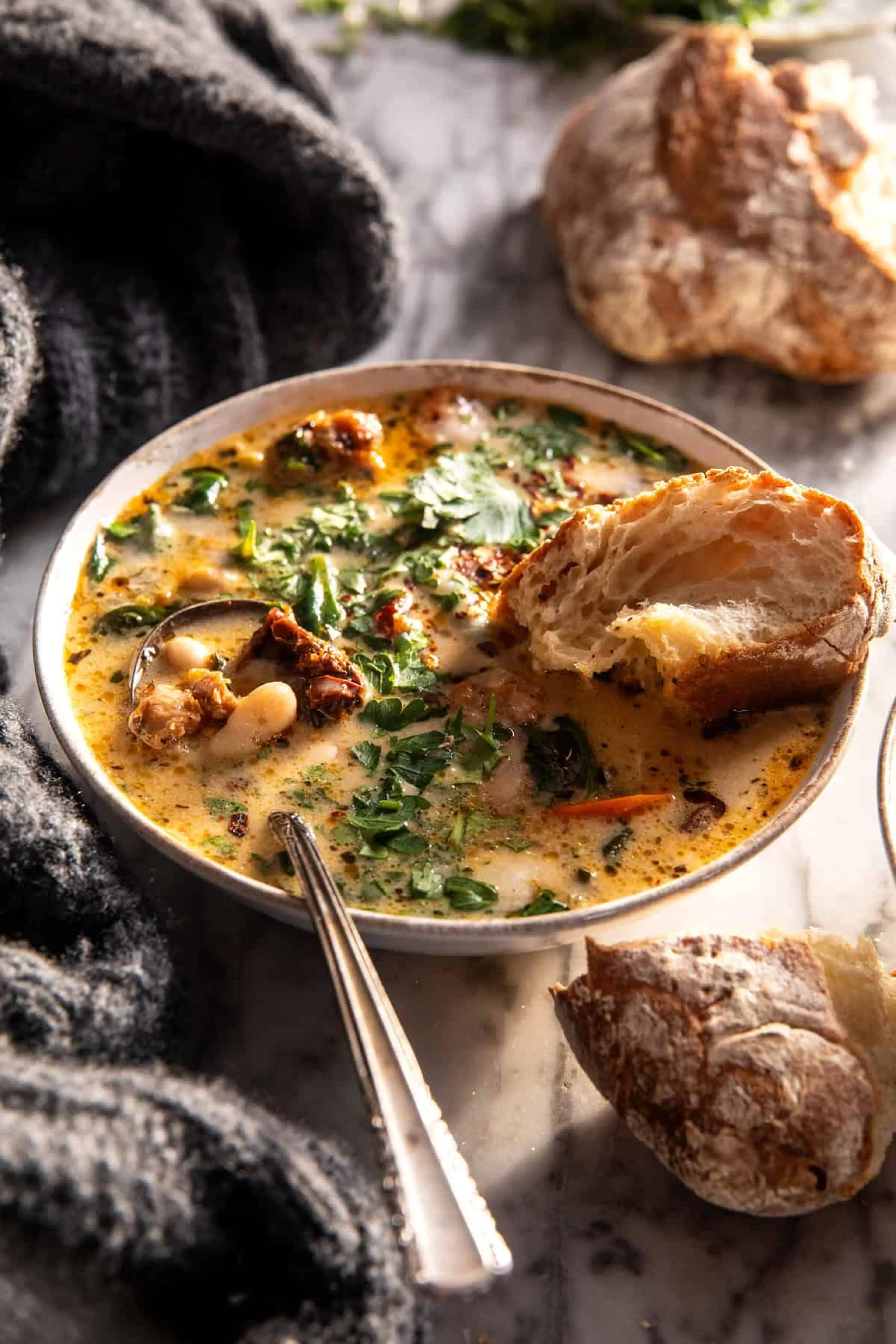 Creamy Tuscan White Bean Lemon Soup