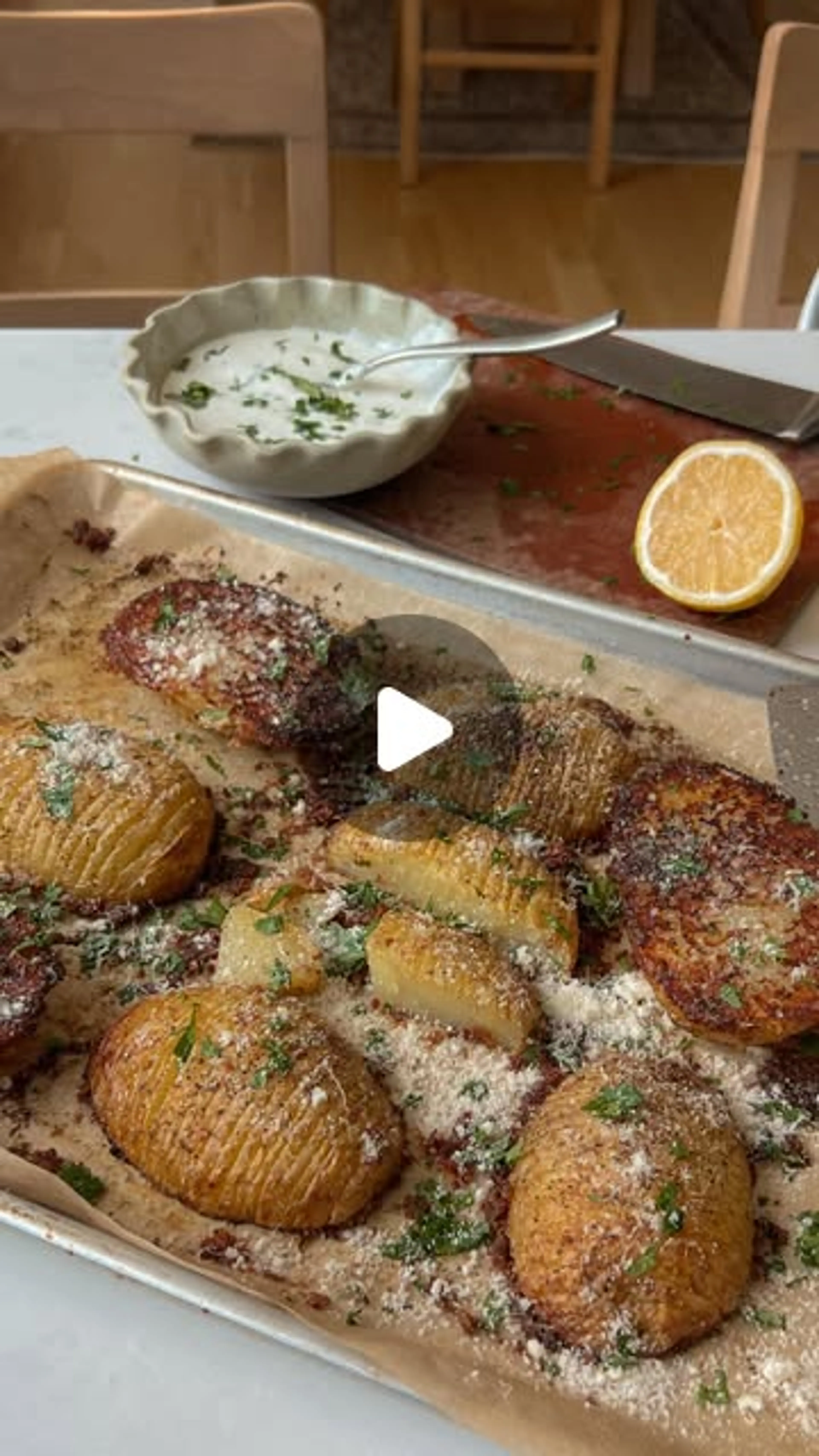 Crispy Parmesan Hasselback Potatoes