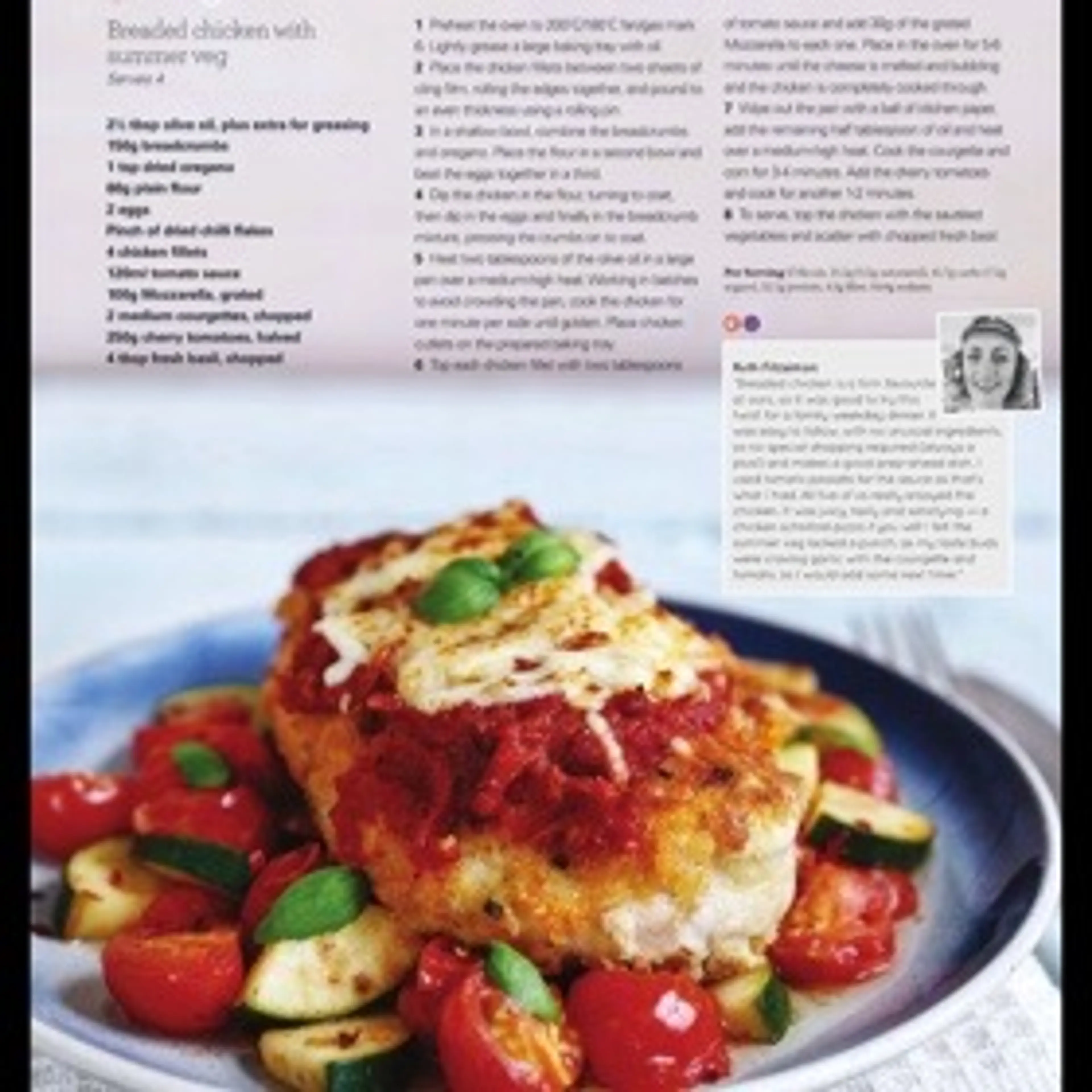 Breaded chicken with summer veg