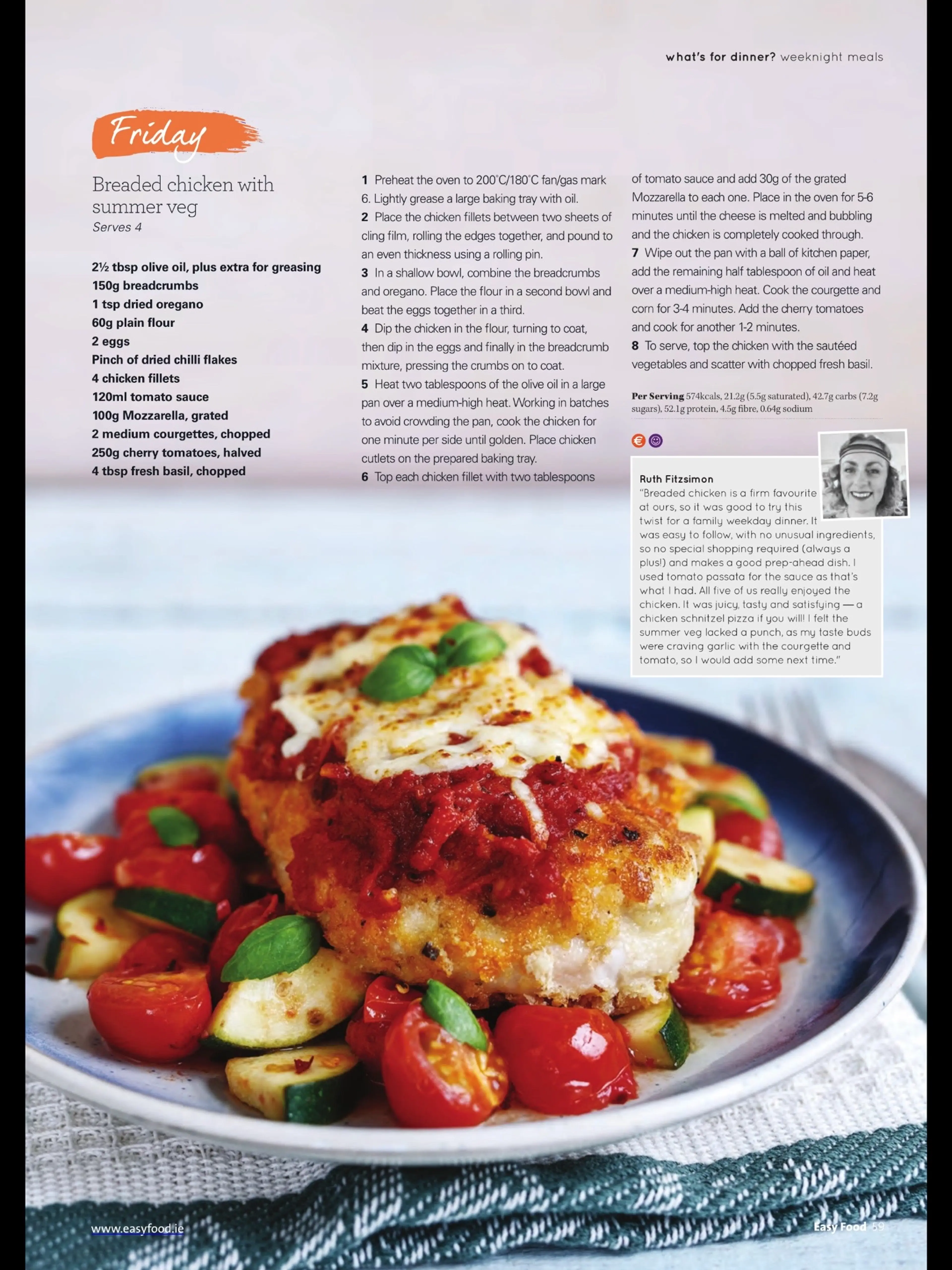 Breaded chicken with summer veg