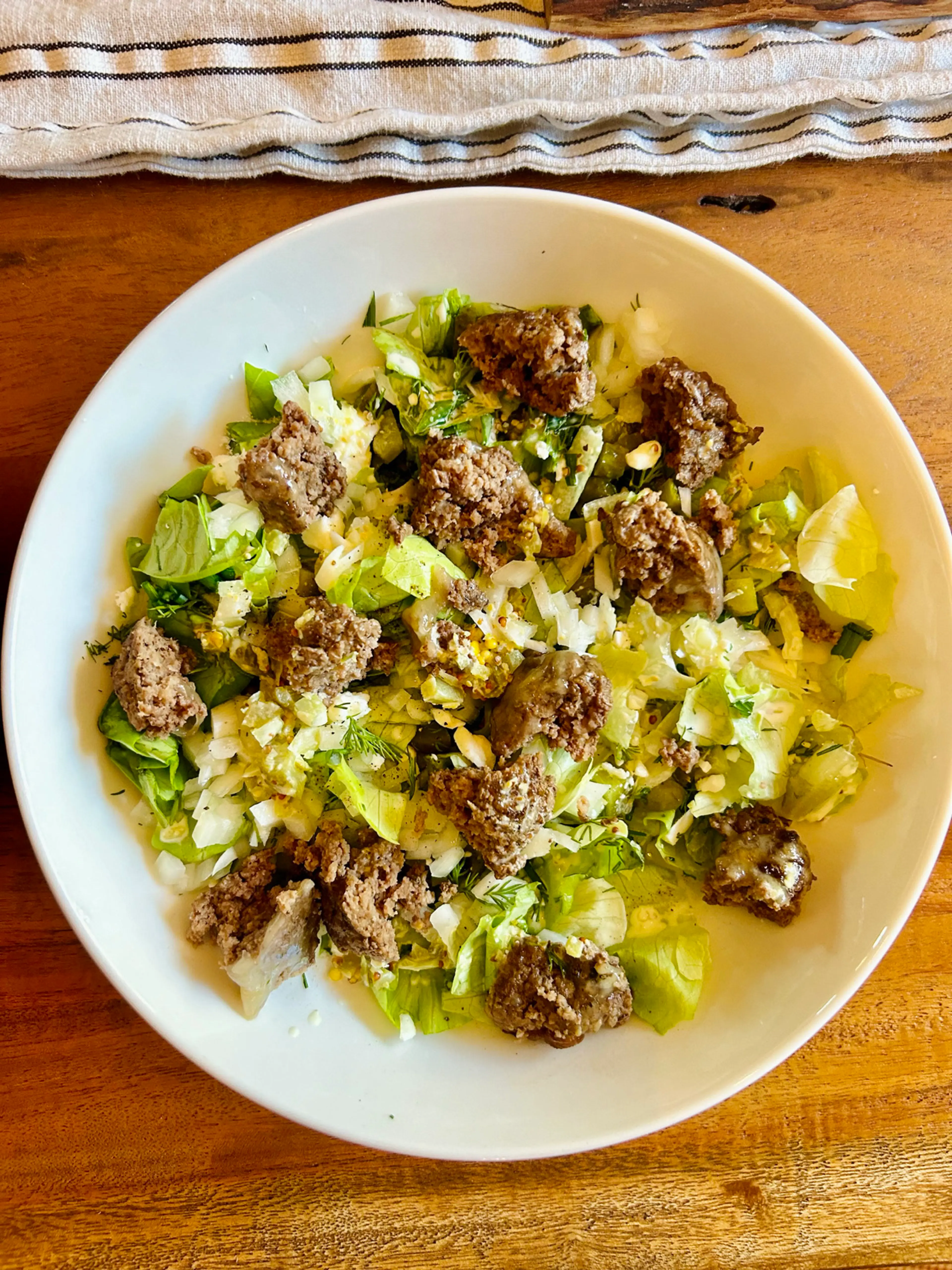 Burger Salad With Dill Dressing