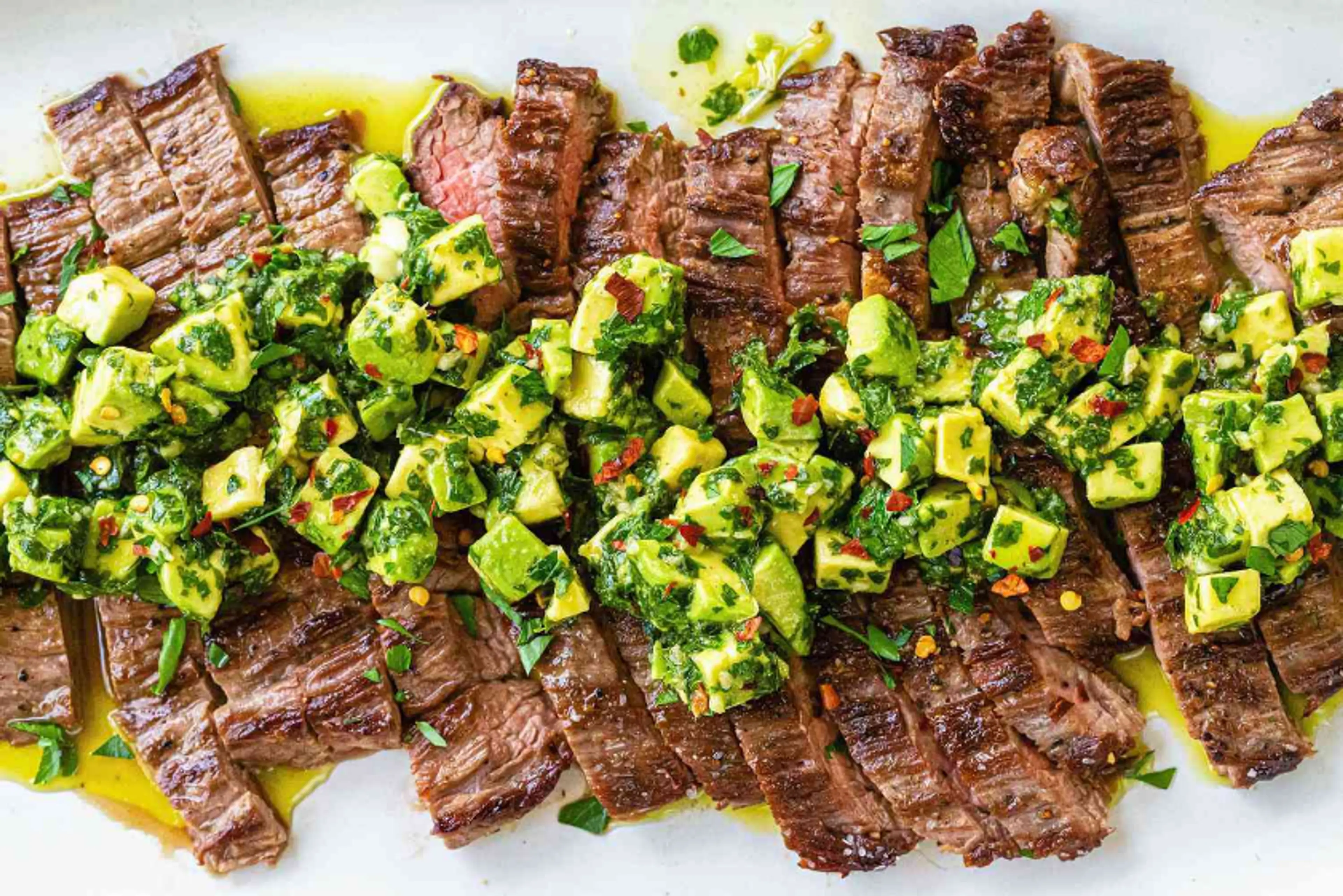 Skirt Steak with Avocado Chimichurri