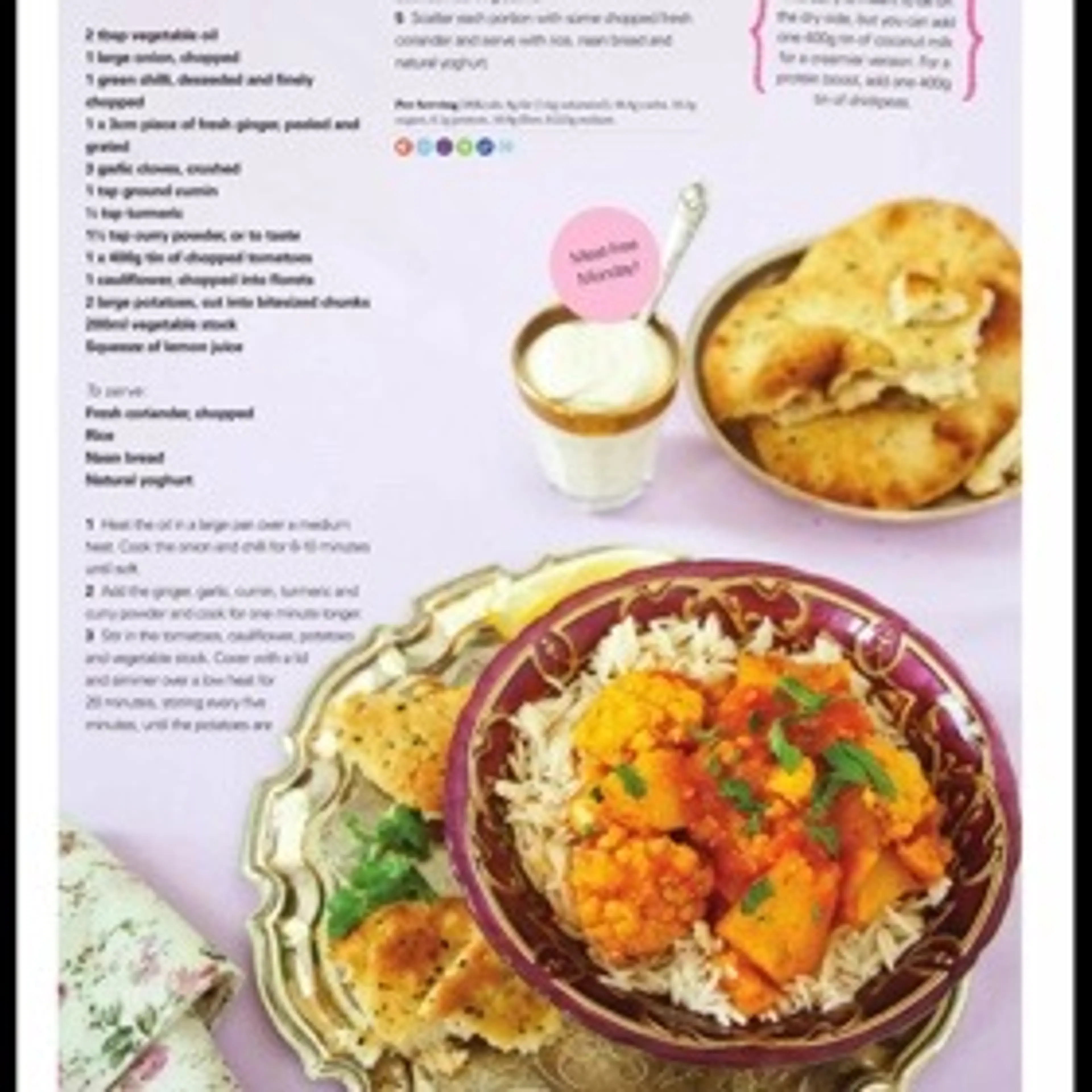 Potato and cauliflower curry