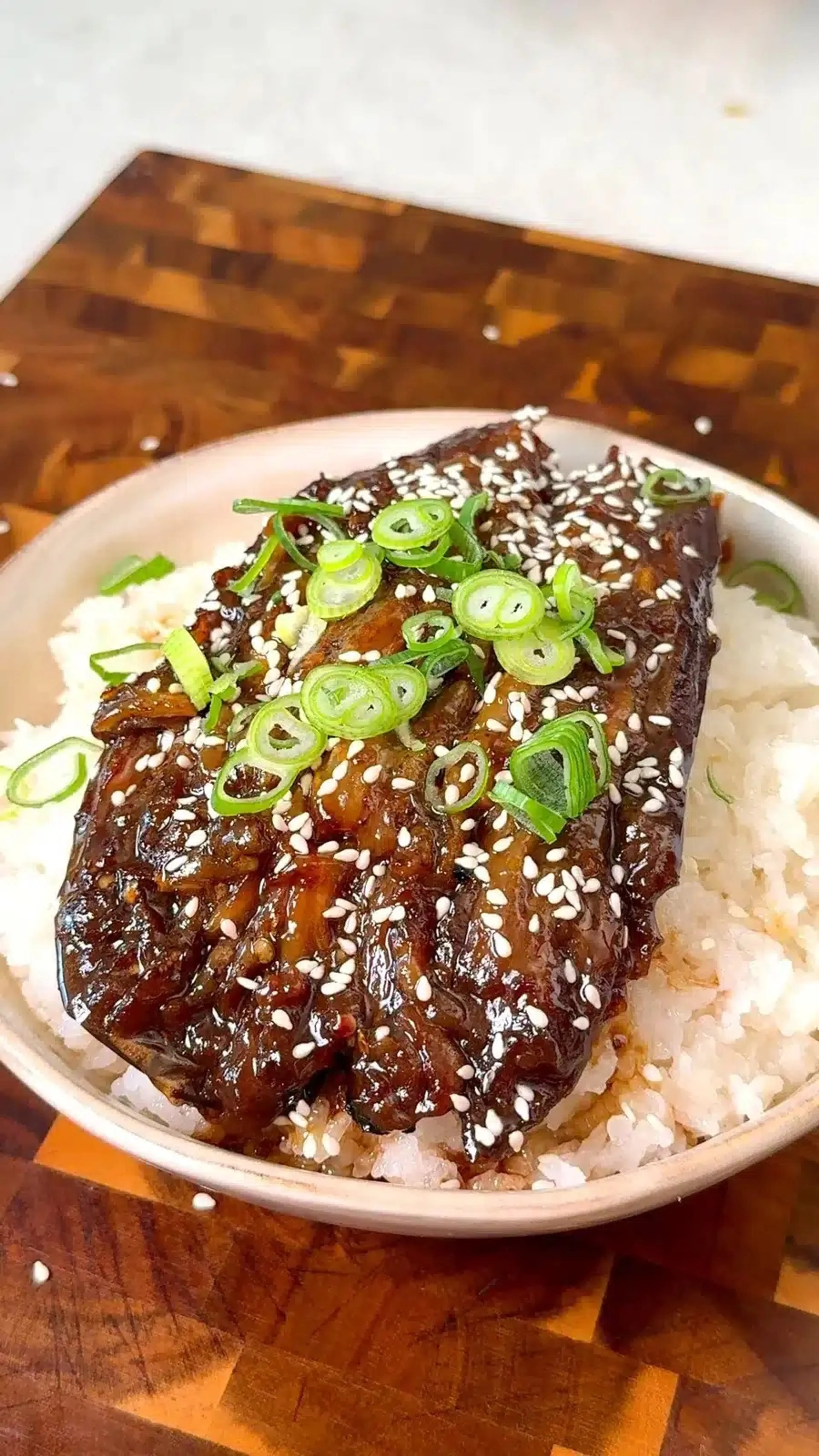 Sticky Eggplant Unagi Rice Bowl