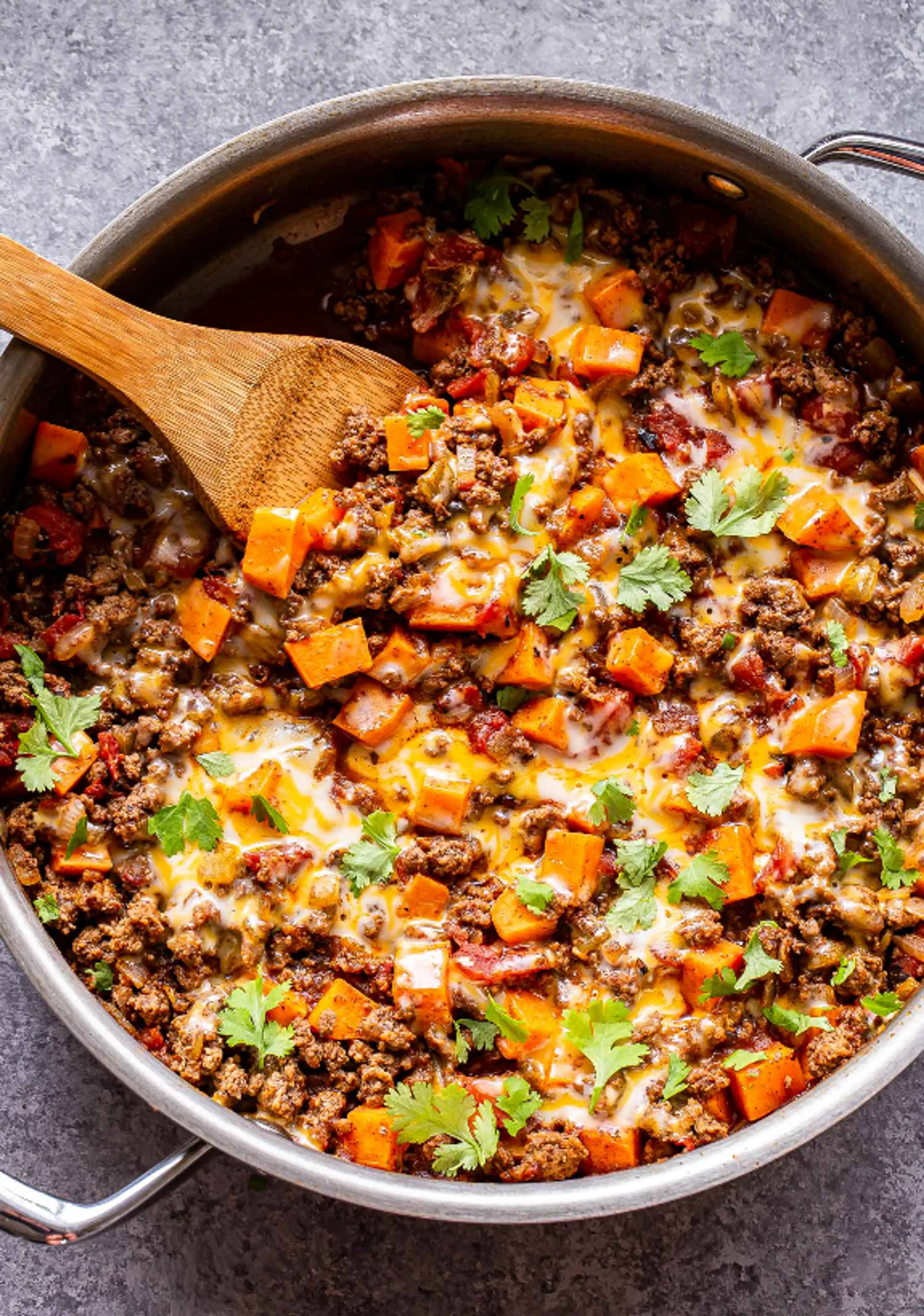 Southwest Ground Beef and Sweet Potato Skillet