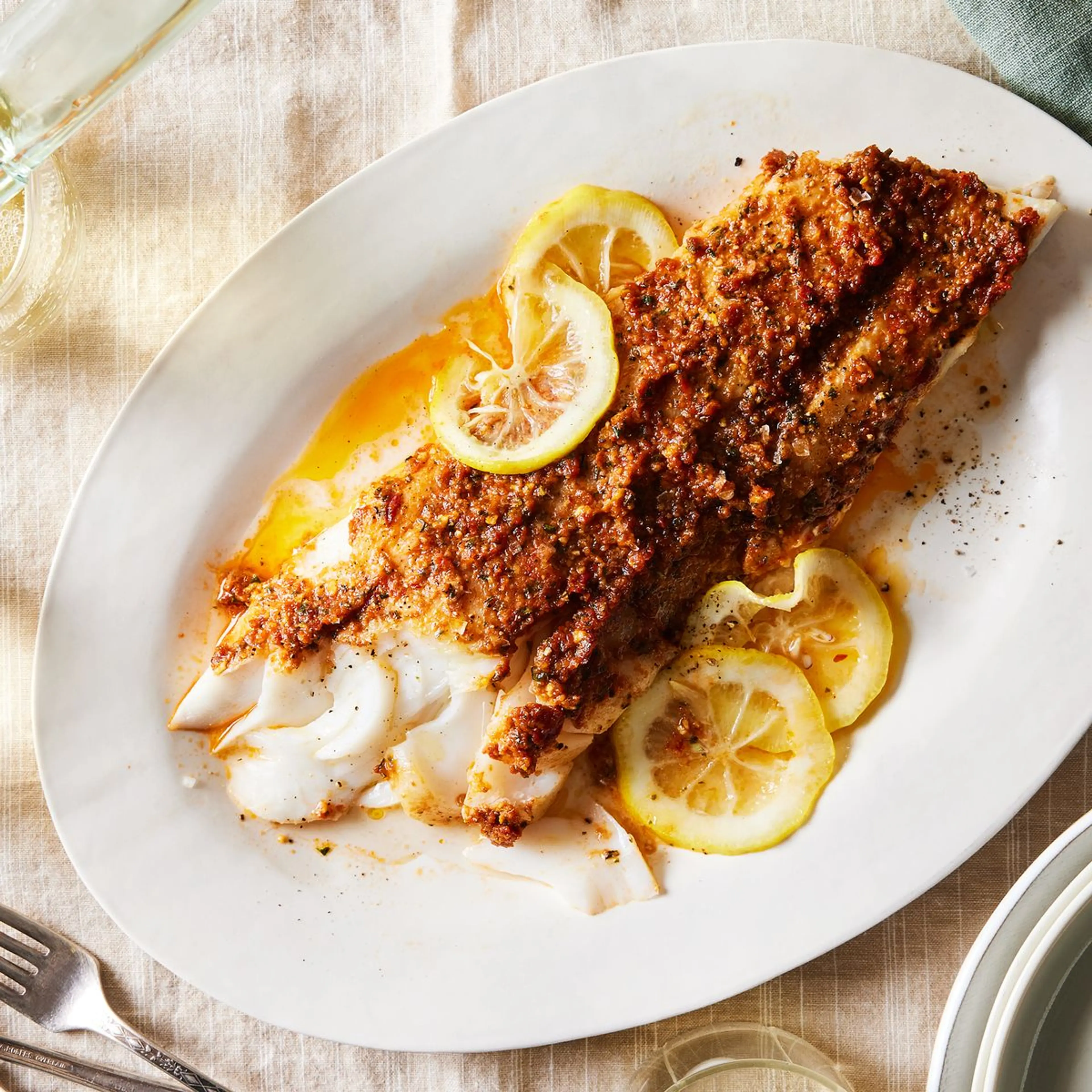 Baked Cod With Sun-Dried Tomato Pesto