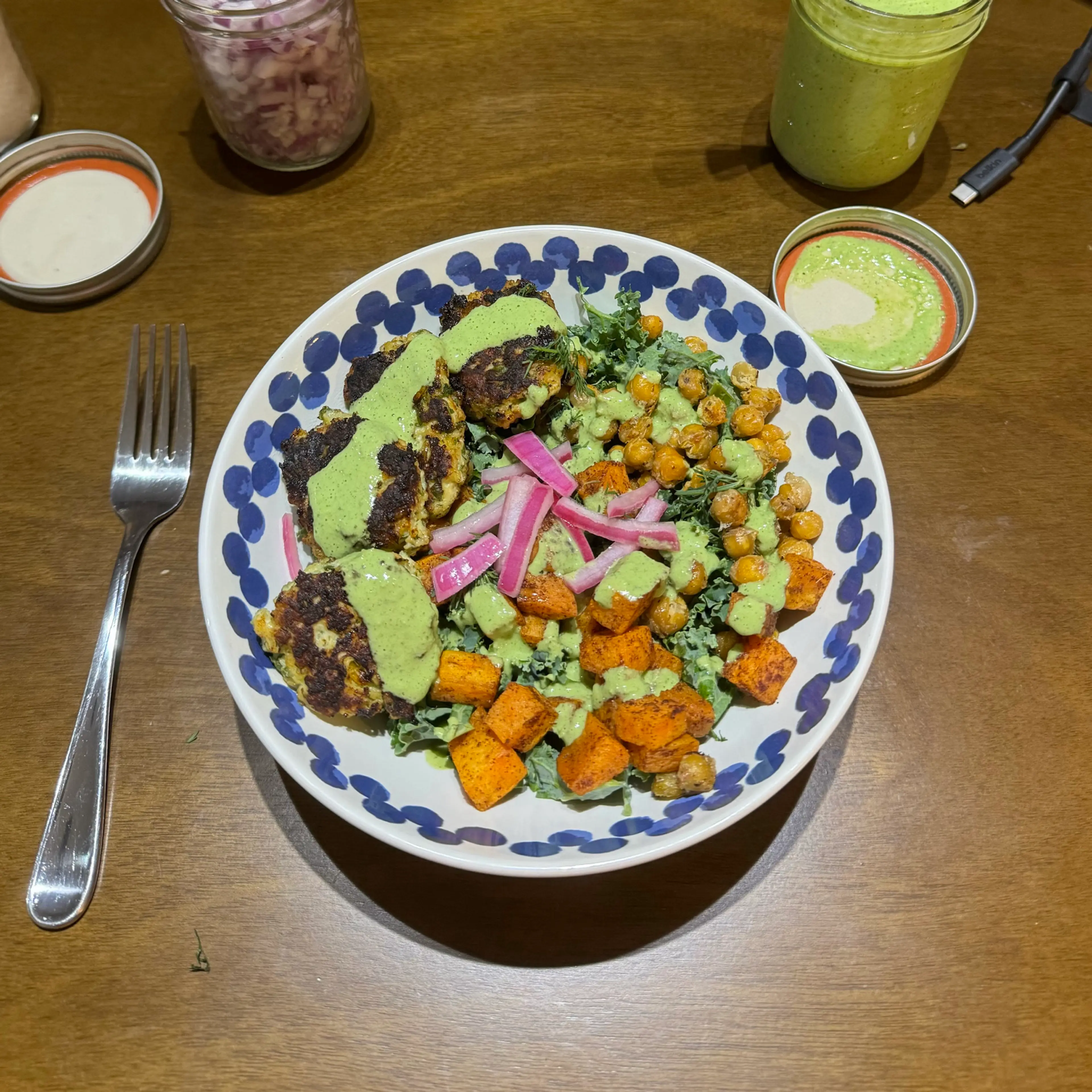 herby chicken meatball bowl