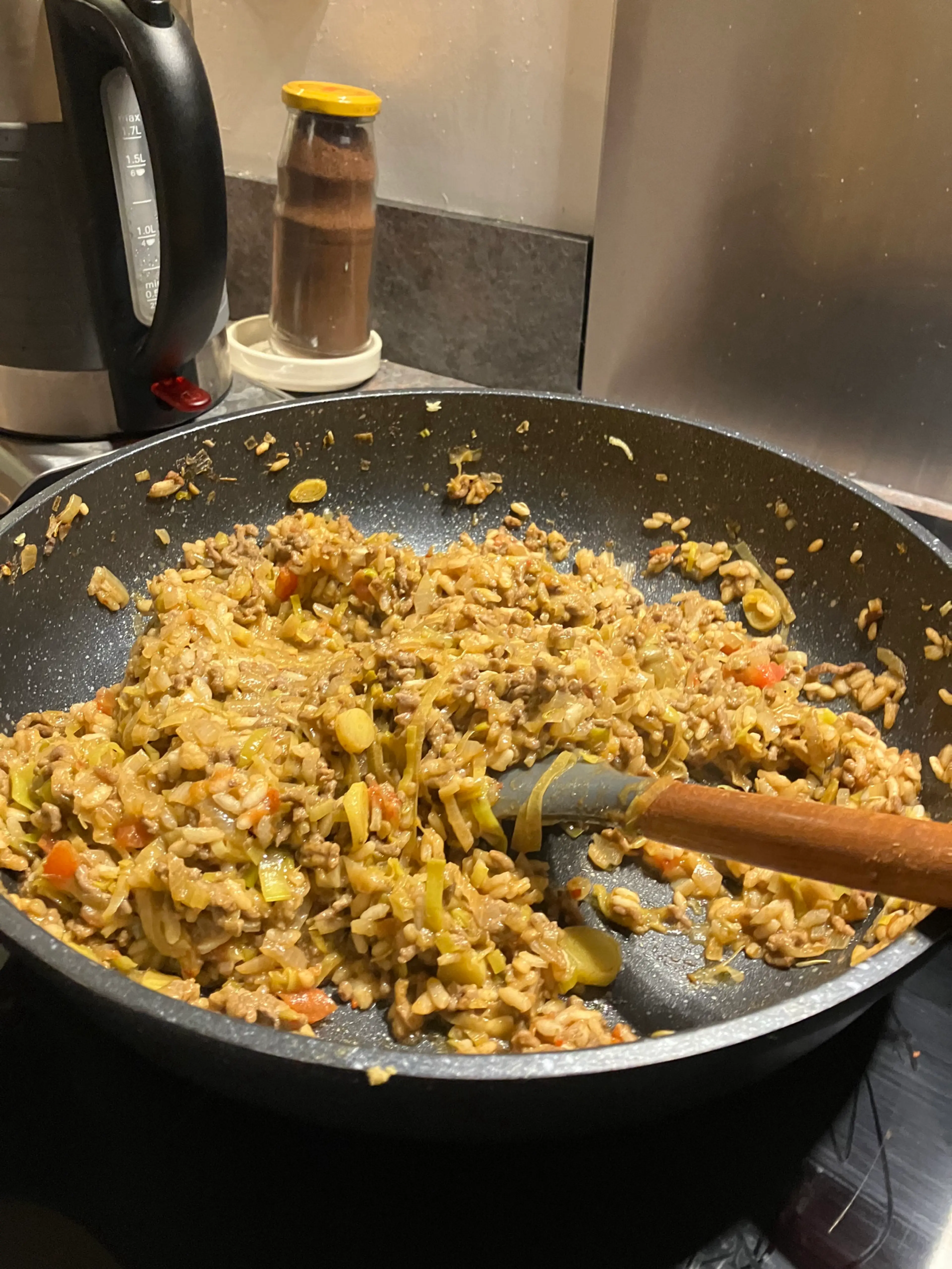 Leek Risotto with Ground Beef