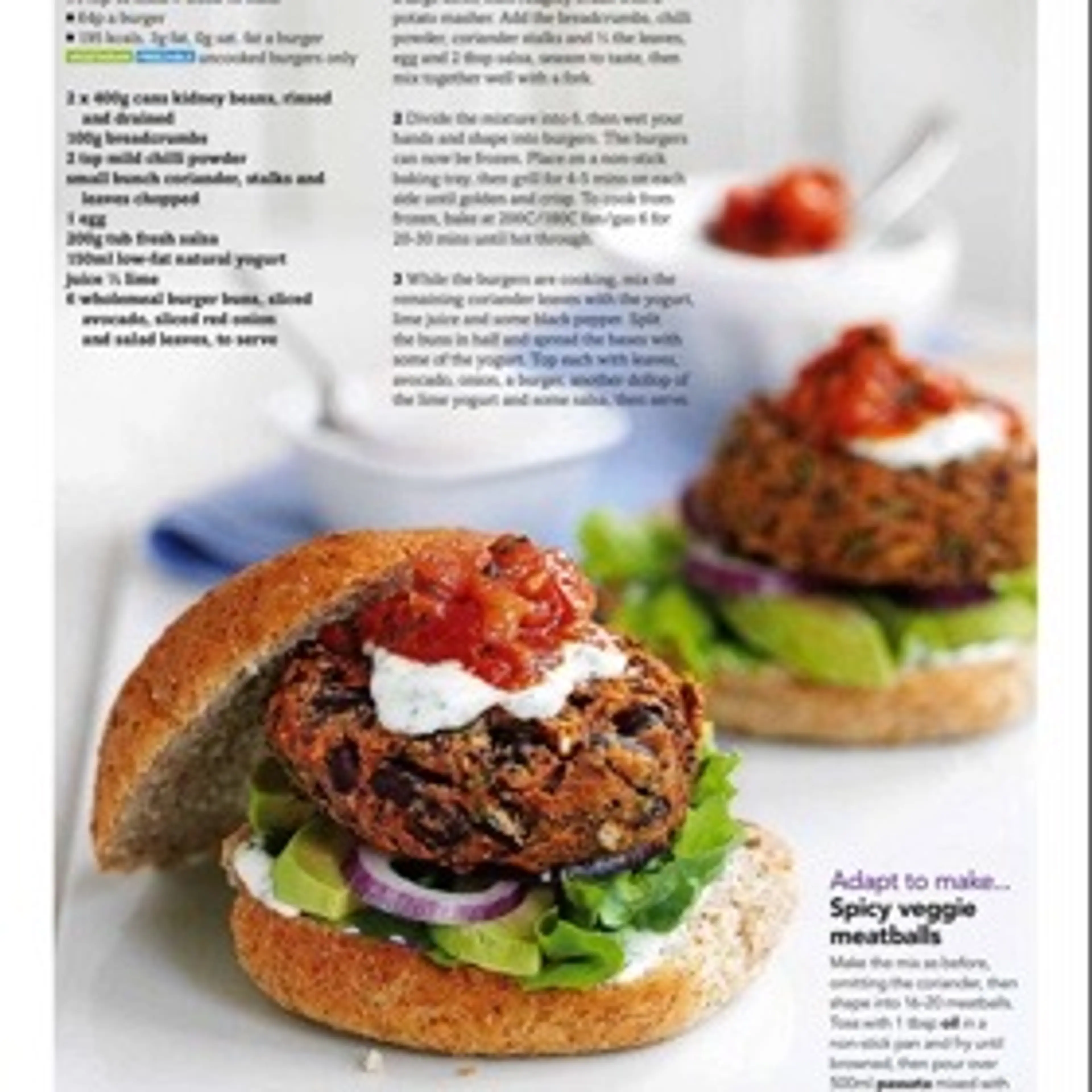 Mexican bean burgers with lime yogurt & salsa