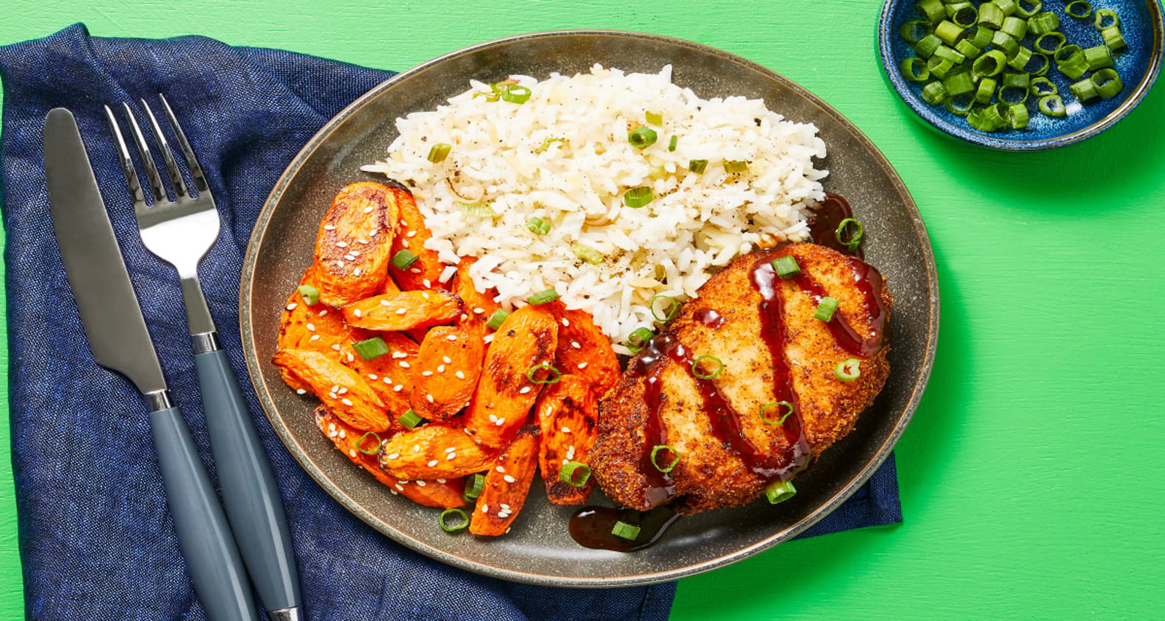 Chicken Katsu with Sesame Roasted Carrots