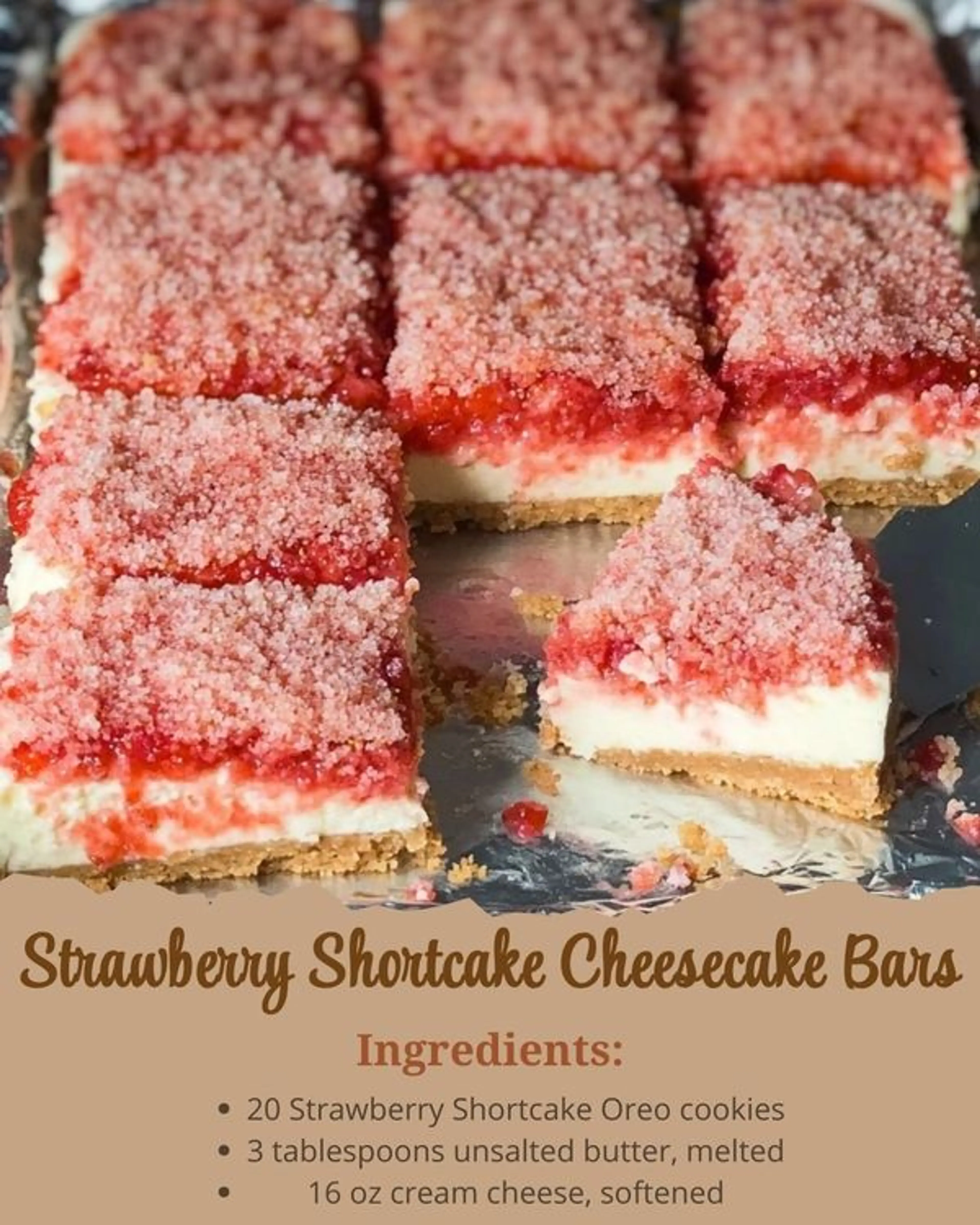 Strawberry Shortcake Cheesecake Bars