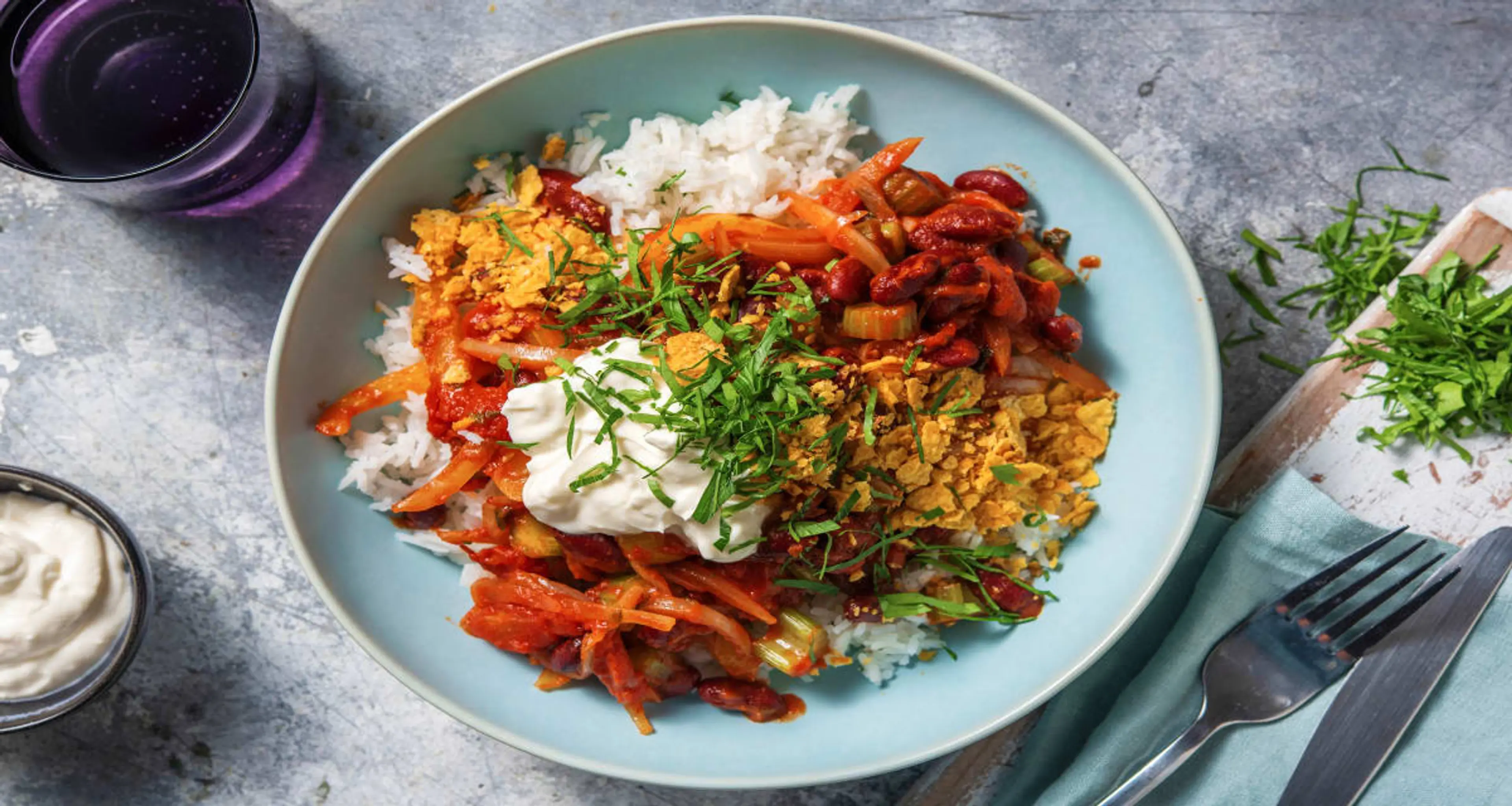Bohnenpfanne mit Nachos