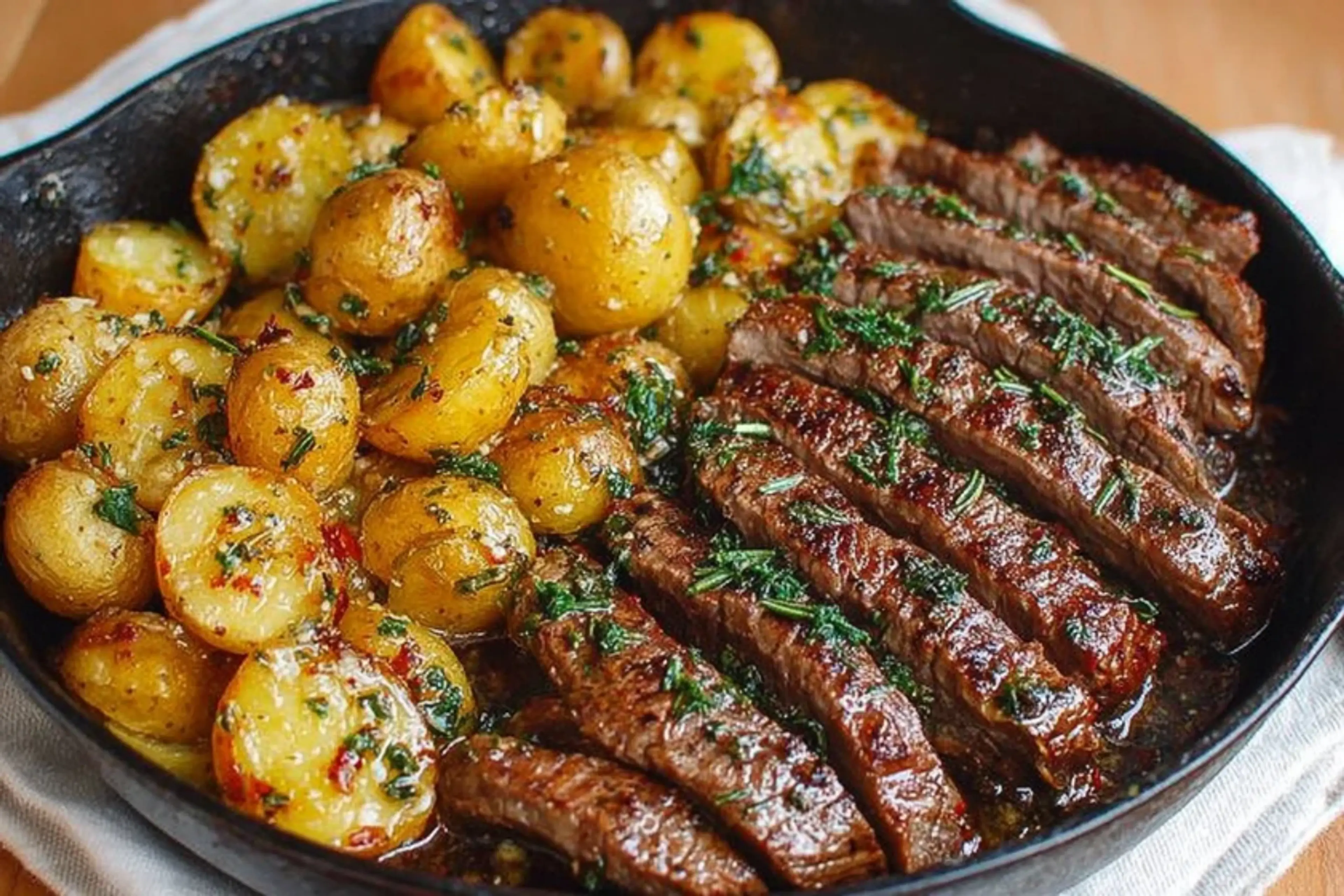 Garlic Butter Steak and Potatoes Skillet