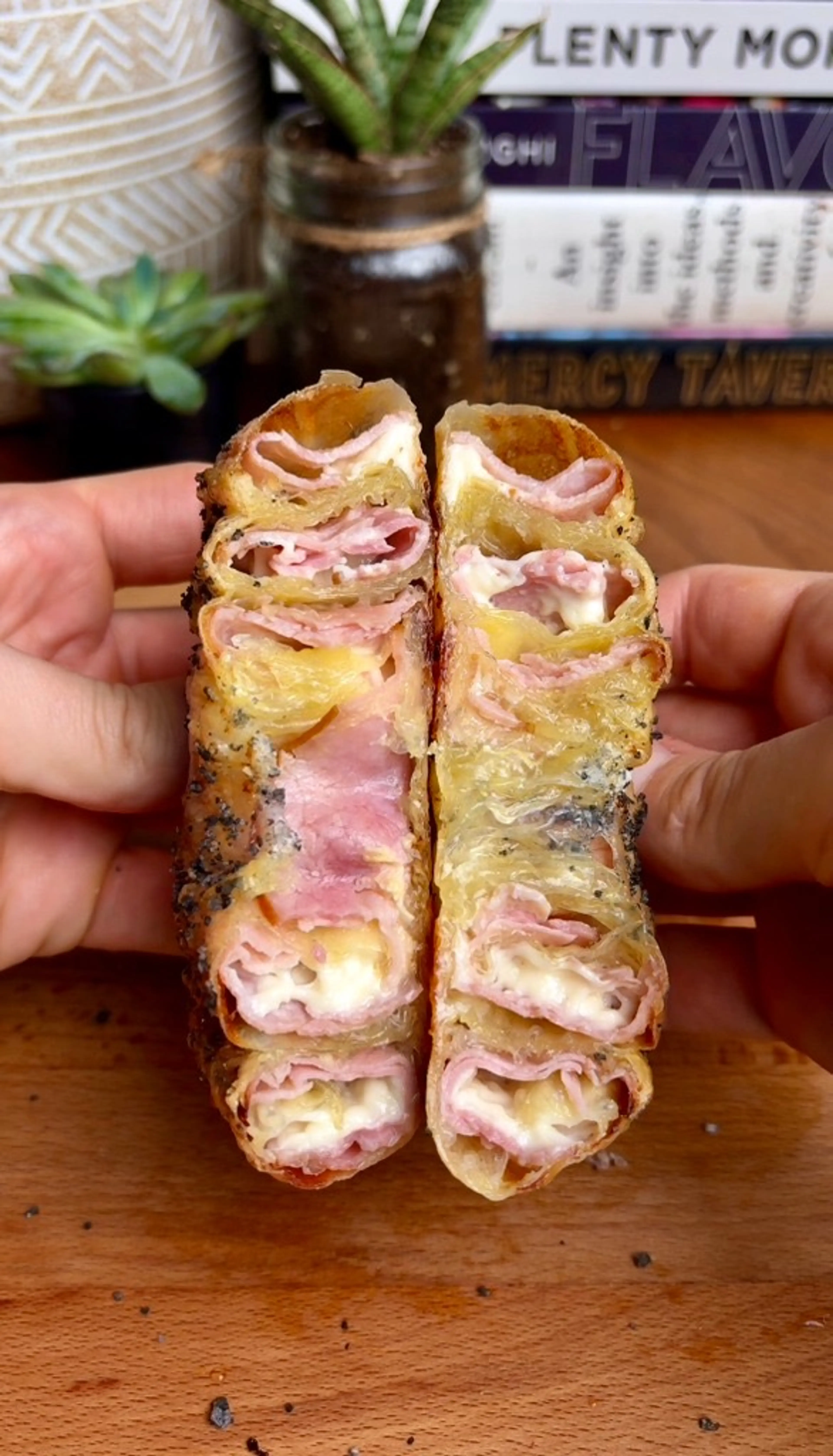 Ham and Cheese Rice Paper Spiral