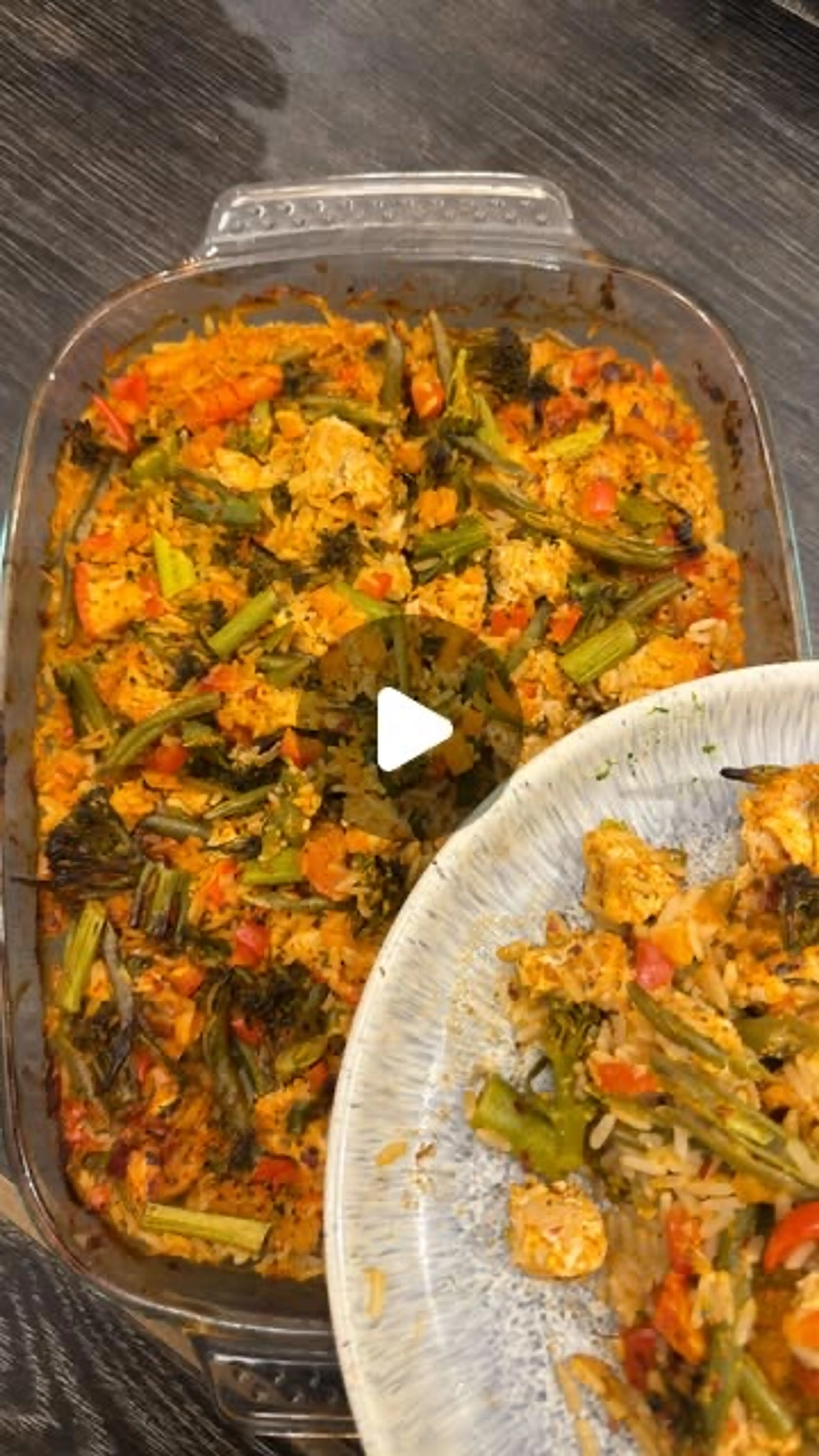 high protein chicken Thai rice bake.
